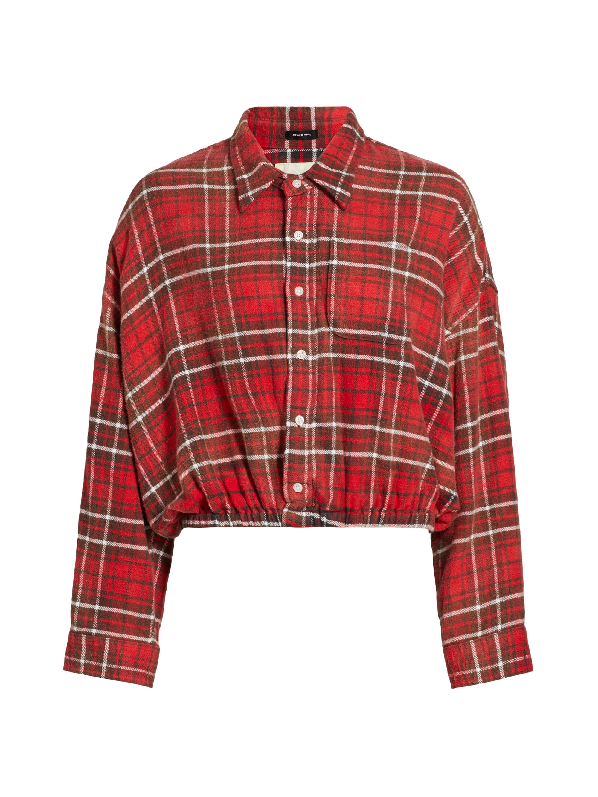 R13 Women's Crossover Bubble Plaid Shirt - Washed Red Plaid