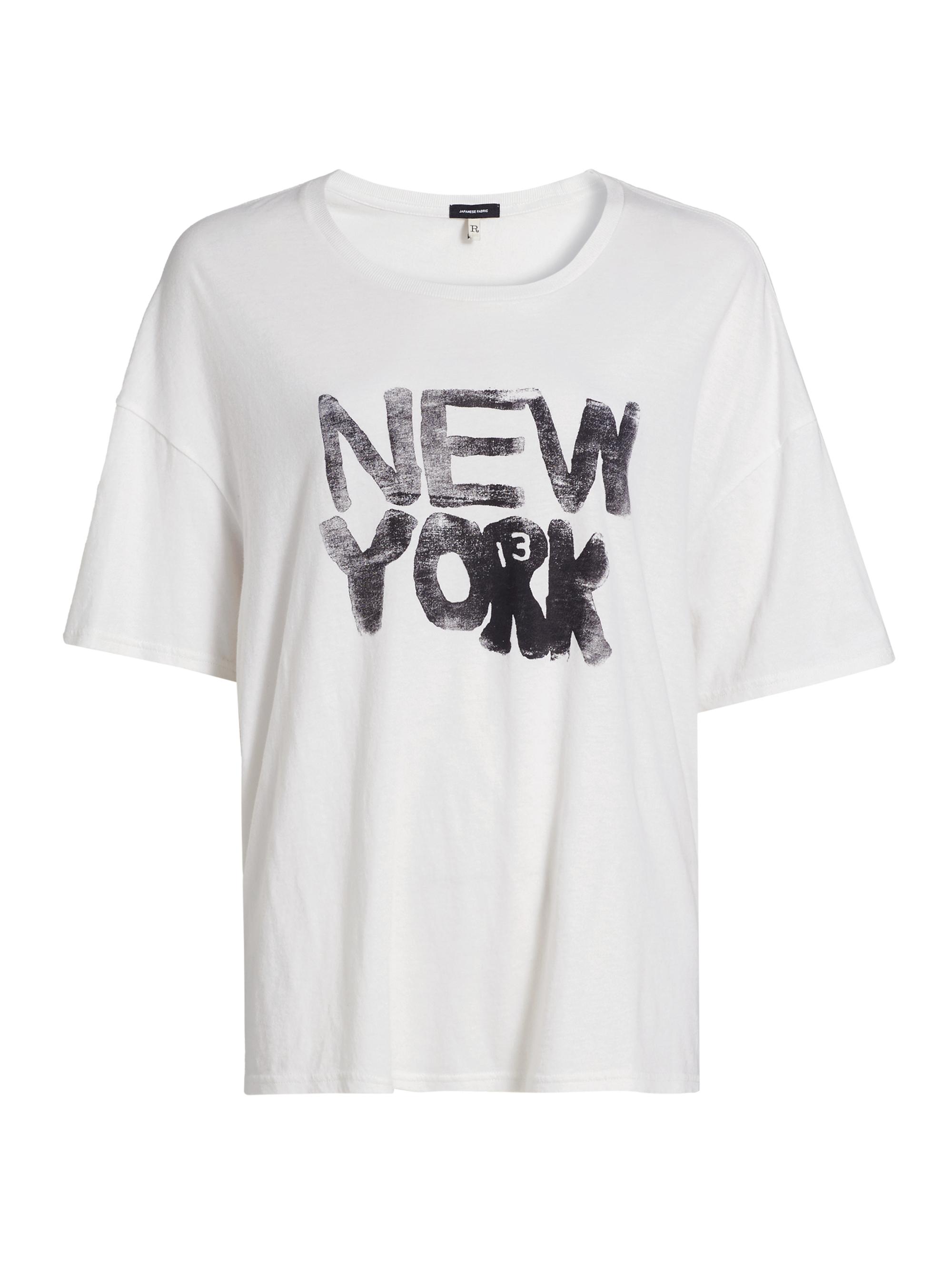 R13 Women's New York Relaxed Cotton-Blend T-Shirt - Ecru
