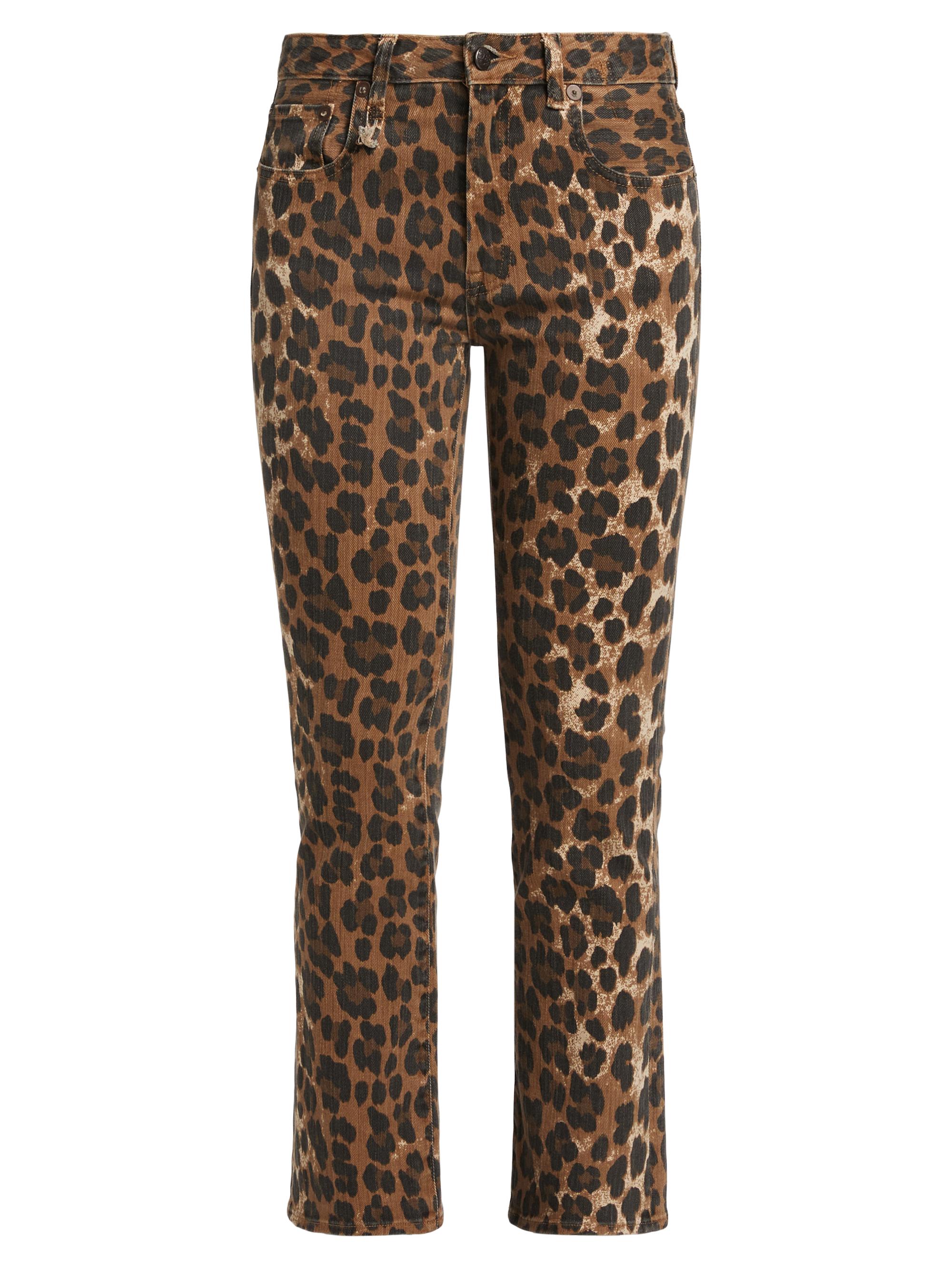R13 Kick Fit Stretch Leopard Mid-Rise Flare Jeans | Saks Fifth Avenue