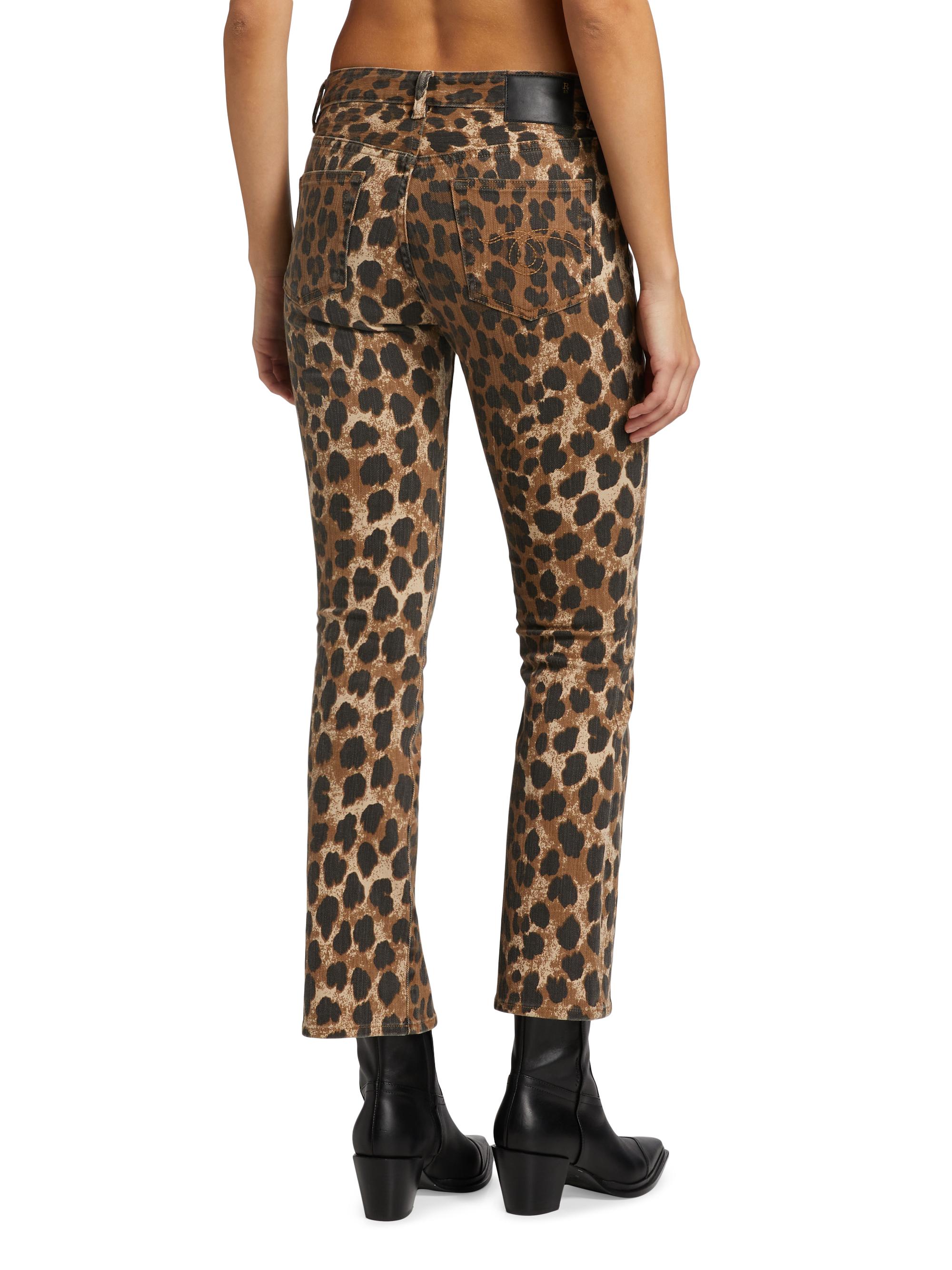 R13 Kick Fit Stretch Leopard Mid-Rise Flare Jeans | Saks