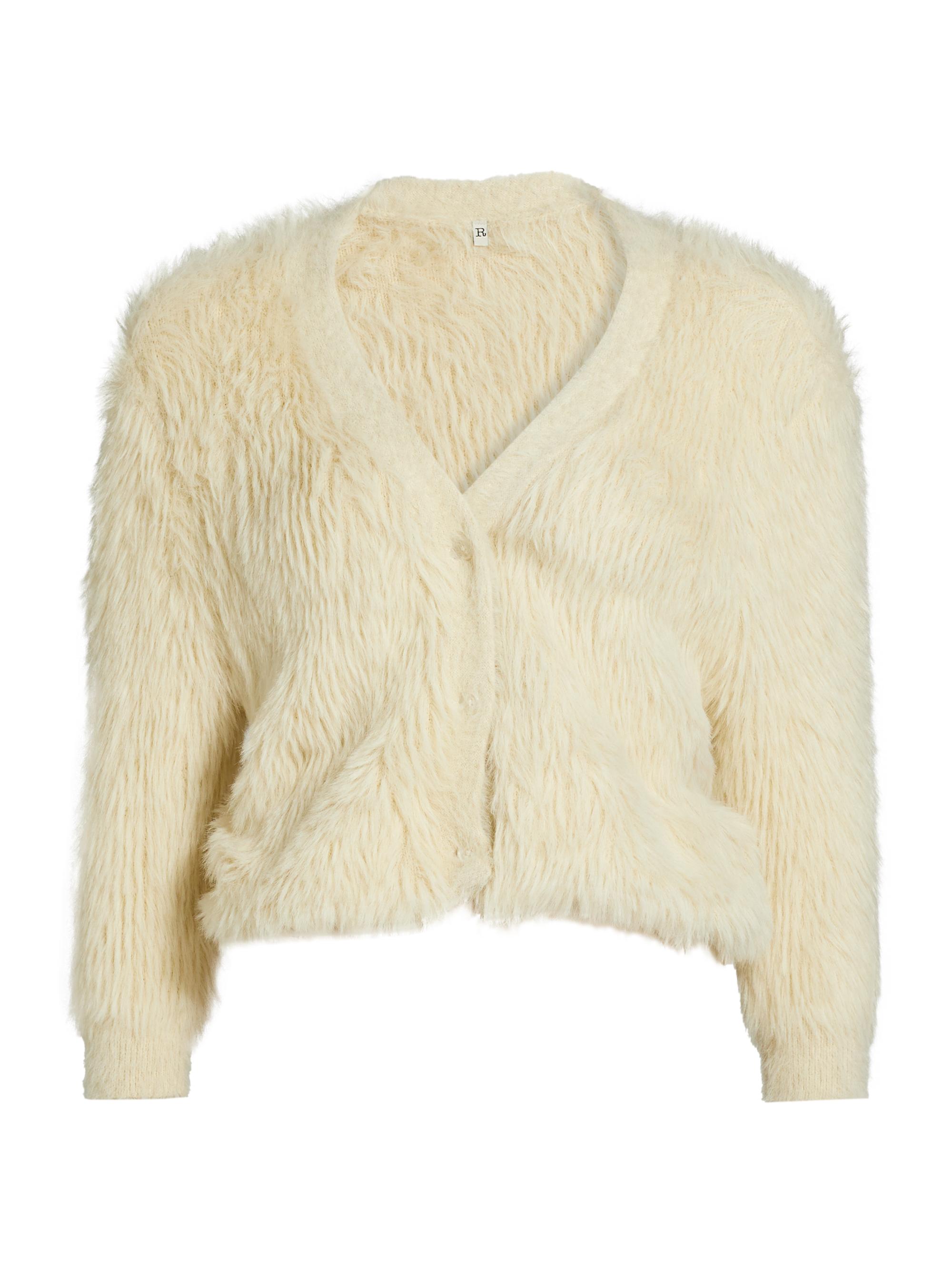 R13 Women's Balloon Faux-Fur Cardigan - Cream