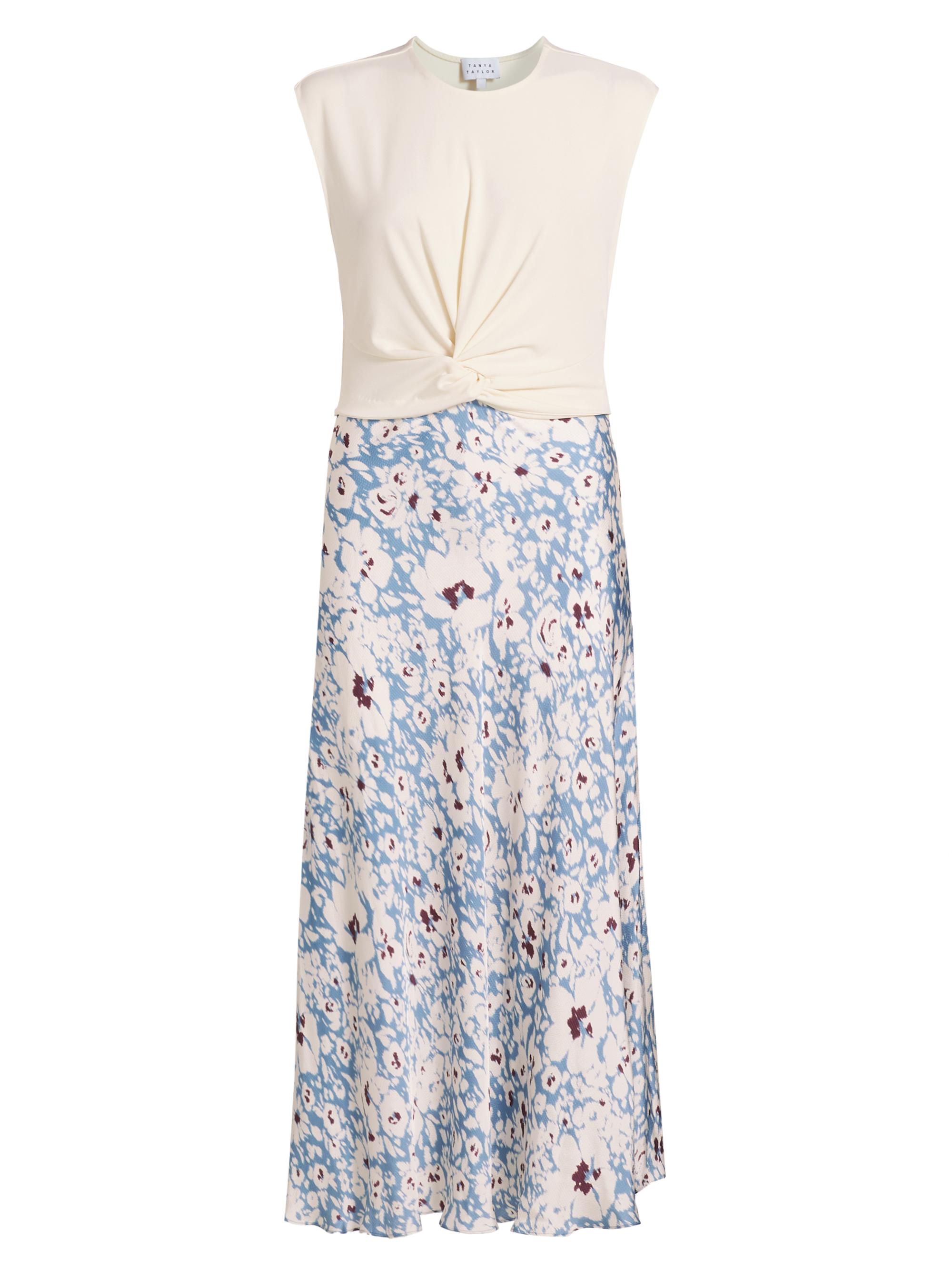 Tanya Taylor Women's Rosabeth Satin Dress - Cream Blue Bird Multi