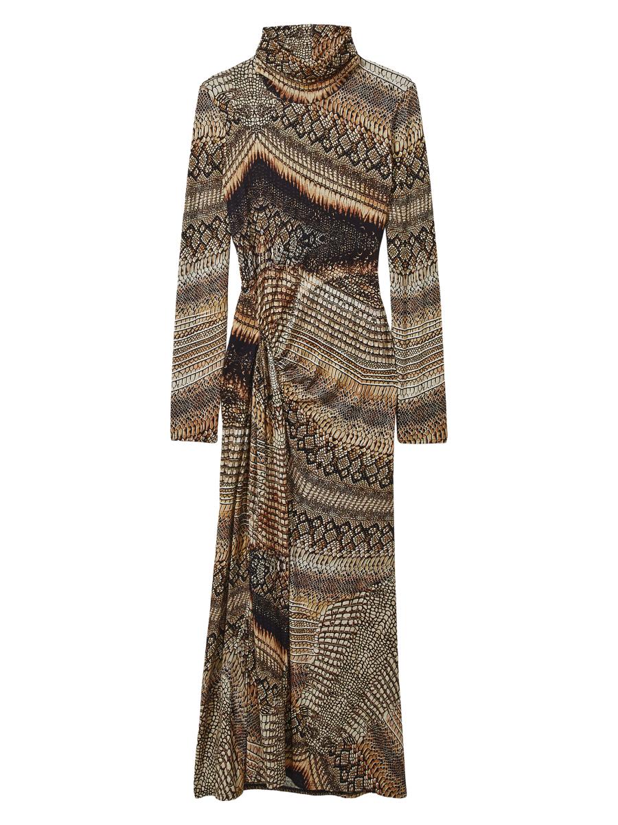 Reiss Naomi Snake Print Turtleneck Midi-Dress | Saks Fifth