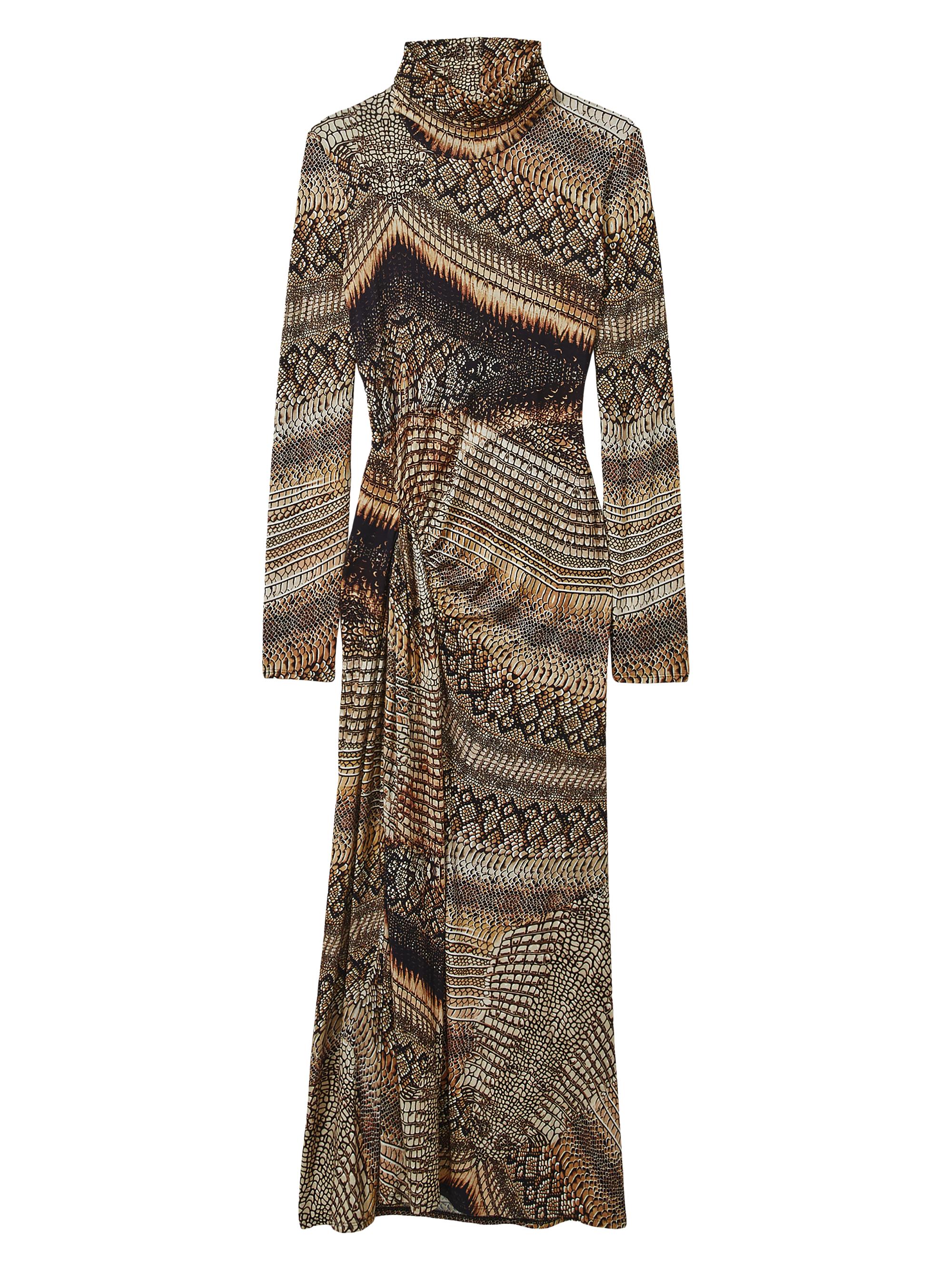 Reiss Naomi Snake Print Turtleneck Midi-Dress Saks Fifth Avenue