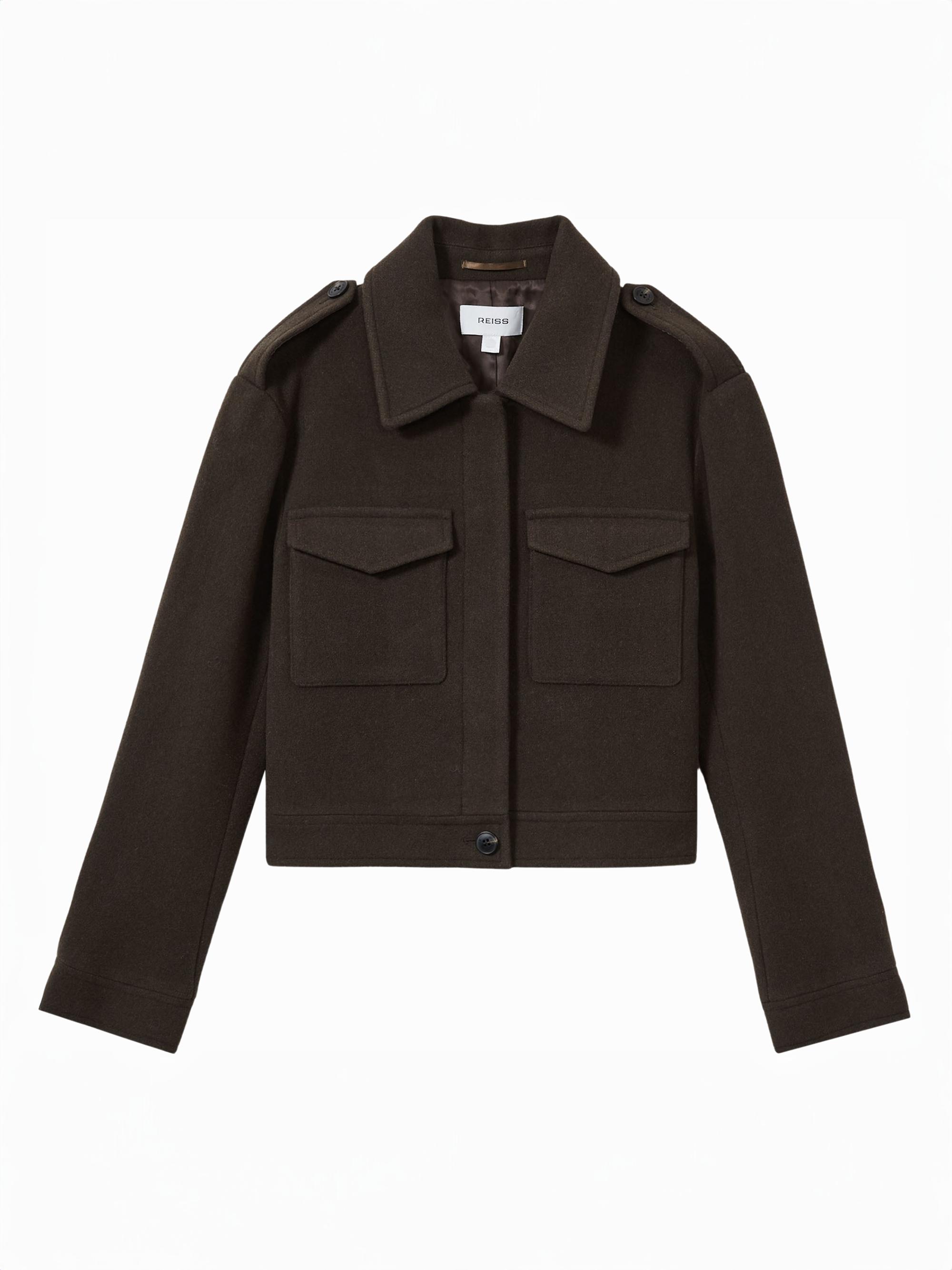 Reiss Women's Nova Wool Jacket - Mocha Brown