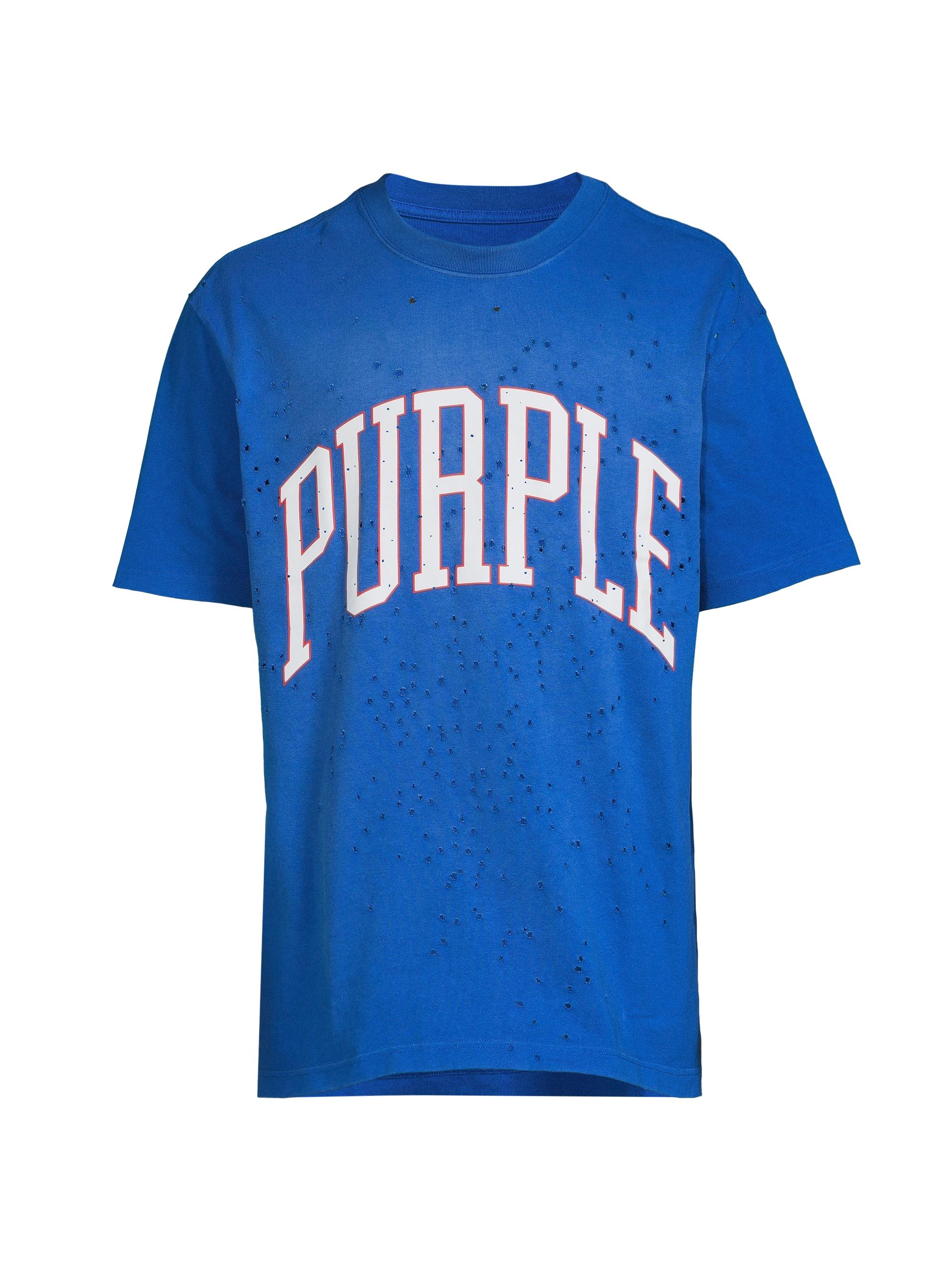 Purple Brand Men's Heavyweight Jersey Varsity Logo T-Shirt - Blue