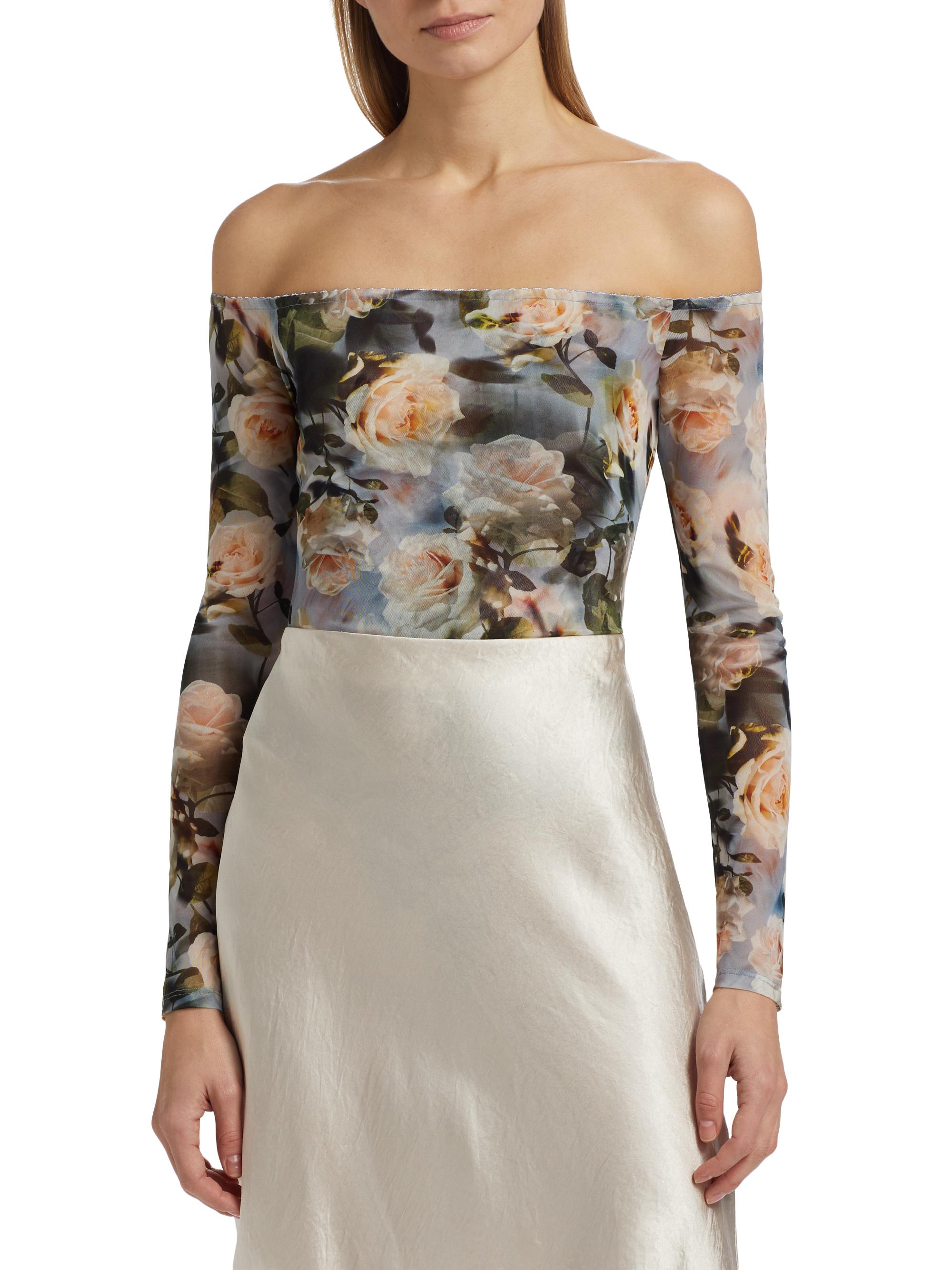 L'AGENCE Peonie Floral Off-the-Shoulder Bodysuit | Saks Fifth Avenue