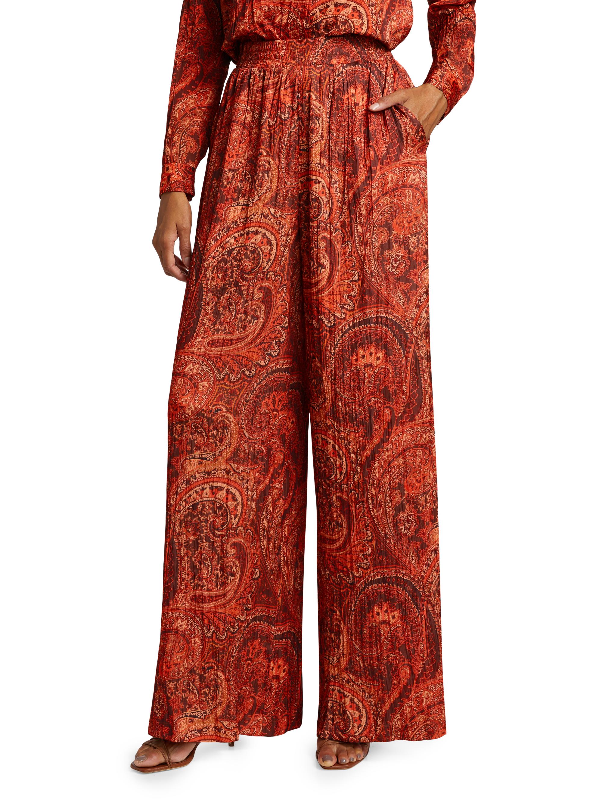 L'AGENCE Lillian Paisley Wide-Leg Pants | Saks Fifth Avenue