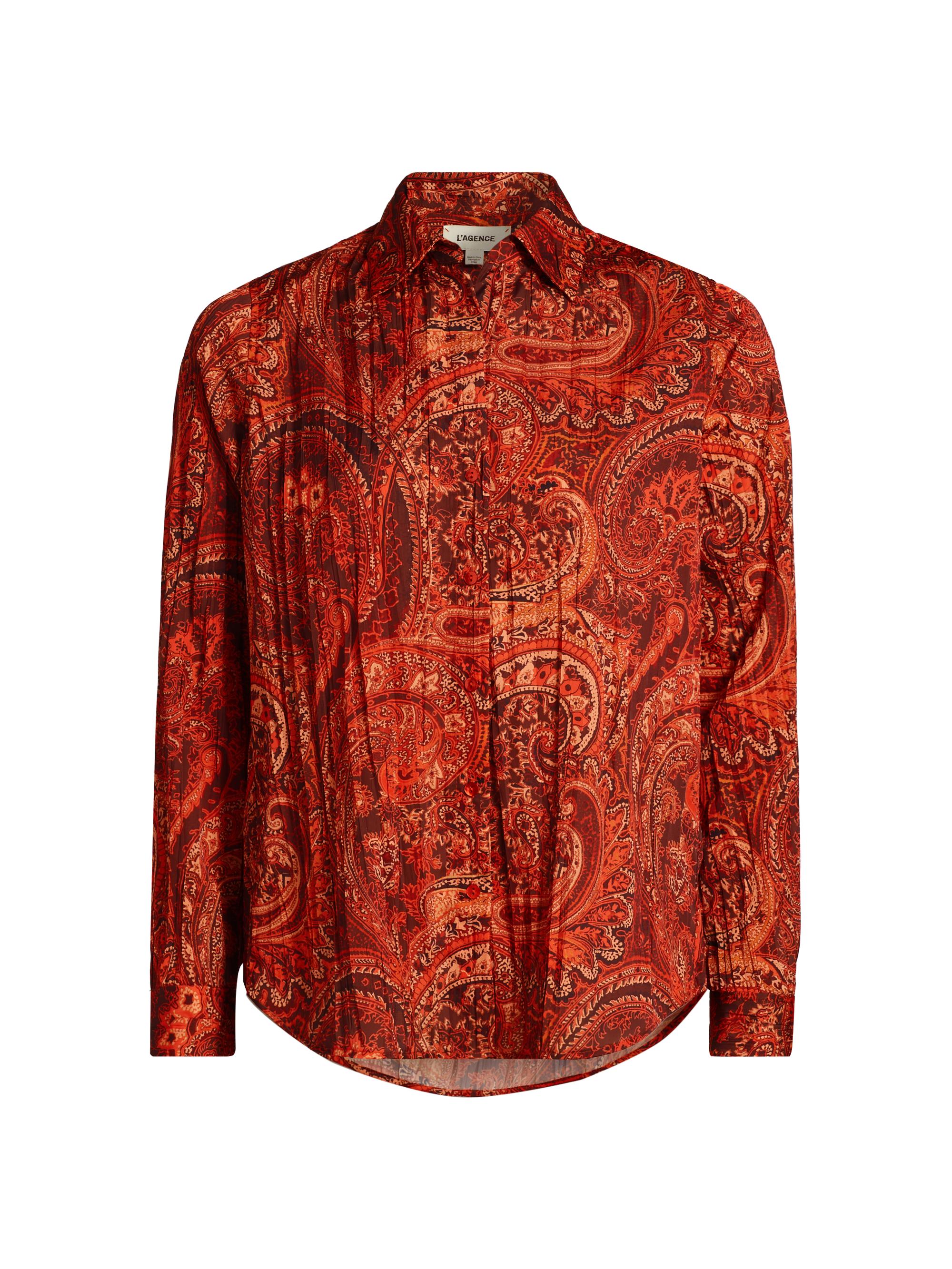 L'AGENCE Women's Argo Paisley Satin Blouse - Rust Multi Boute Paisley