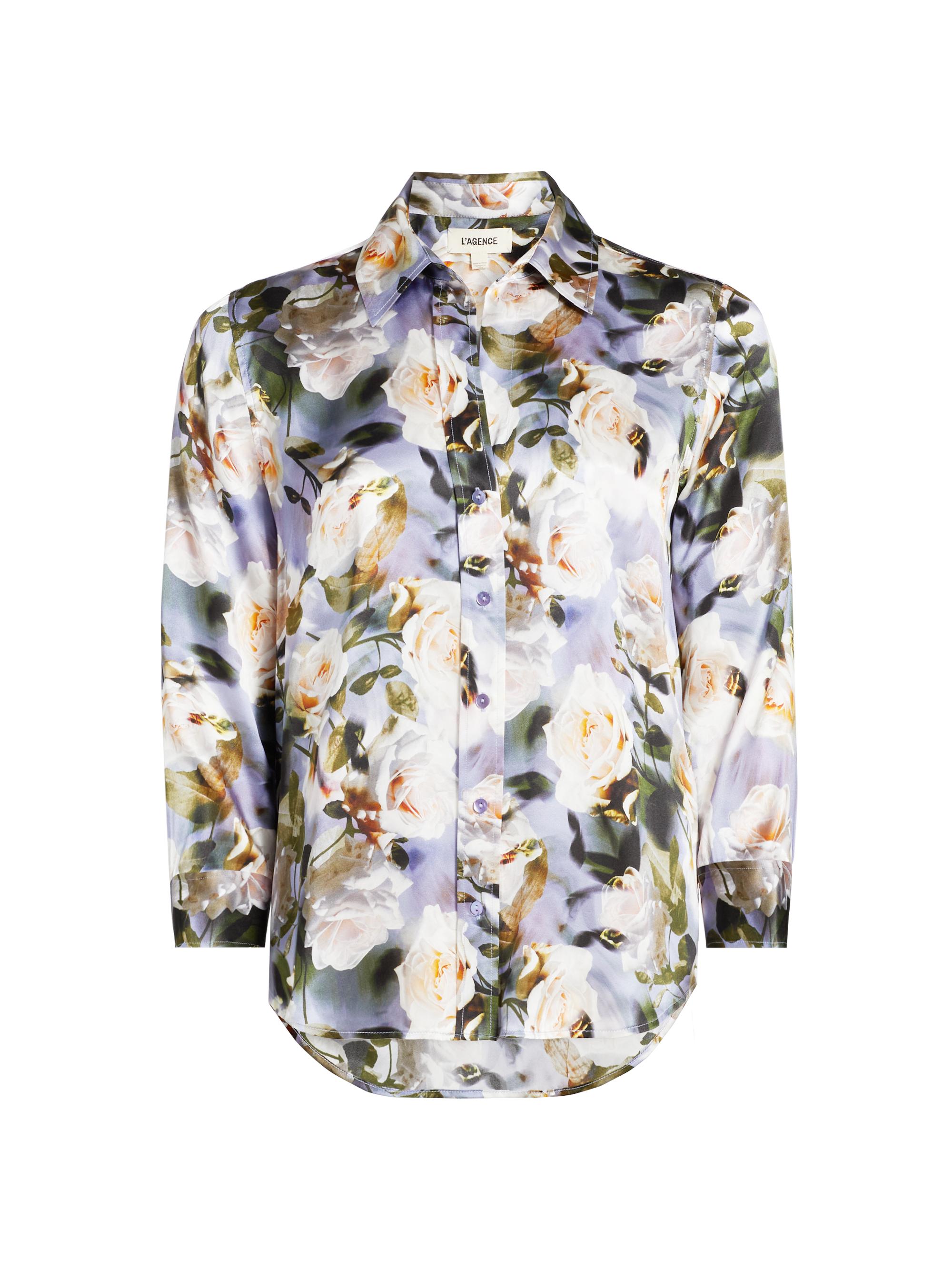 L'AGENCE Women's Dani Floral Silk Shirt - Multi Distressed Floral