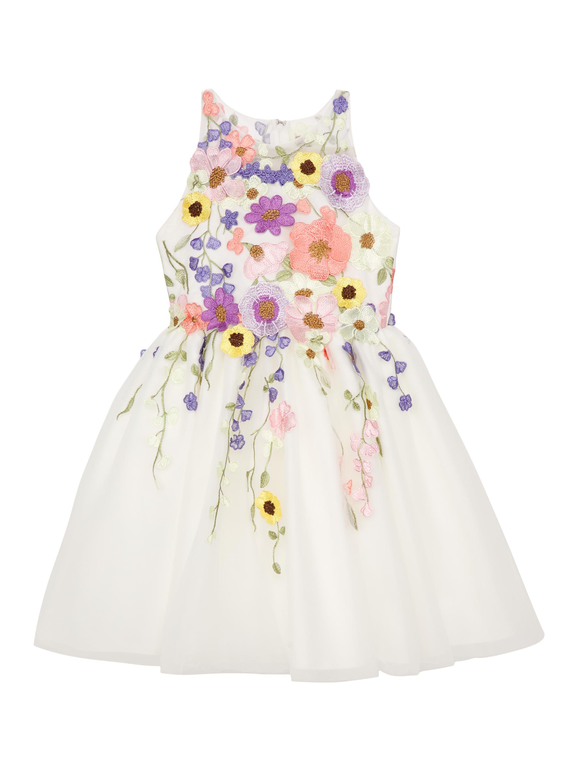 Joan Calabrese Little Girl's & Girl's Joan Floral Embroidered Knee-Length Dress -  Multi