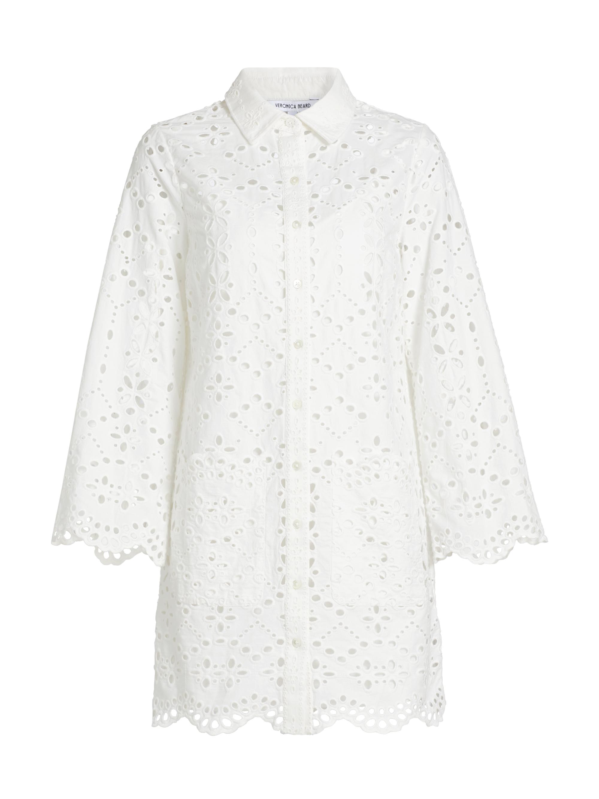 Veronica Beard Women's Sumatra Eyelet Cotton Mini Shirtdress - Off White