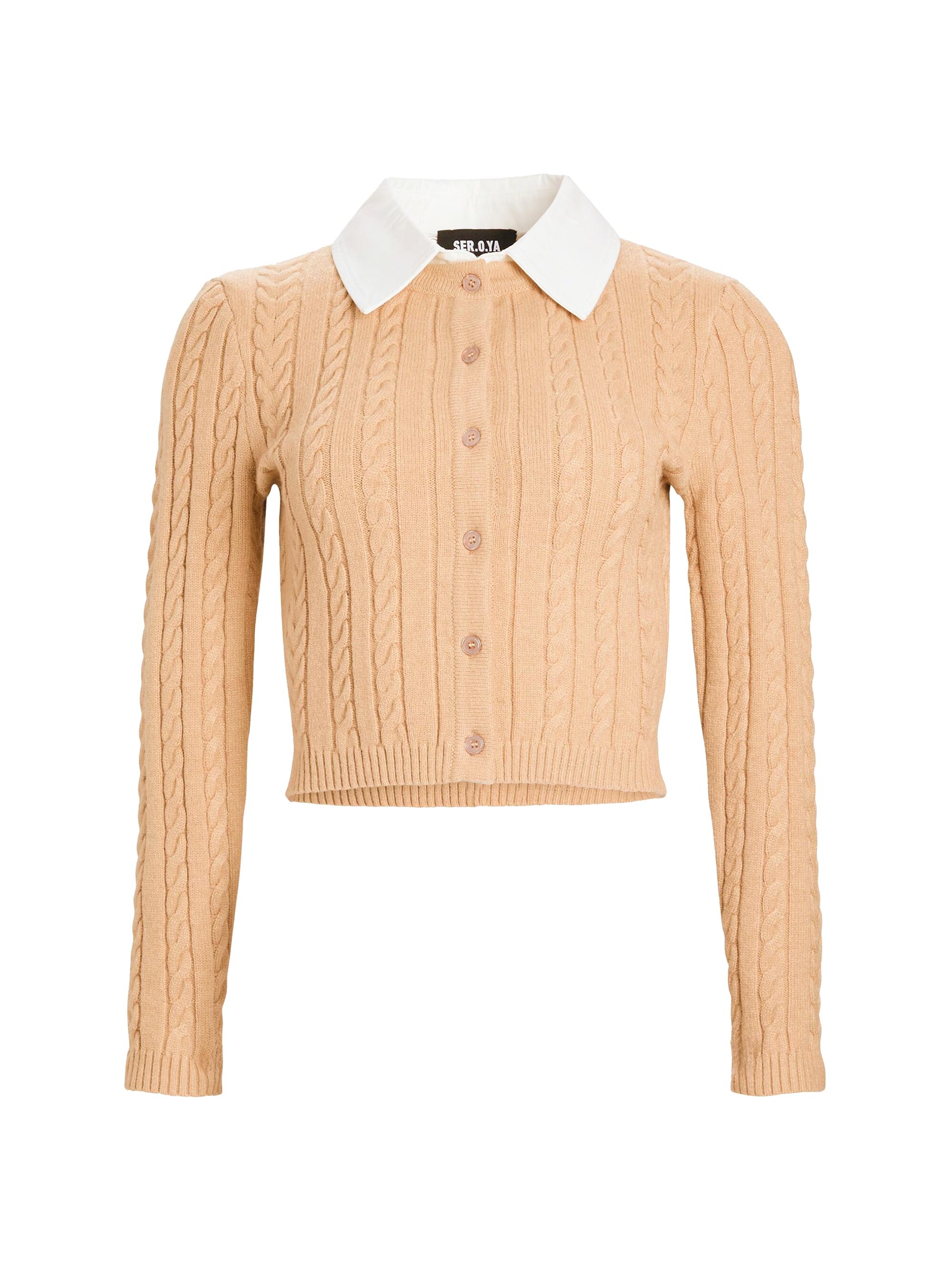 Ser.o.ya Women's Eloise Cable Knit Cardigan - Beige