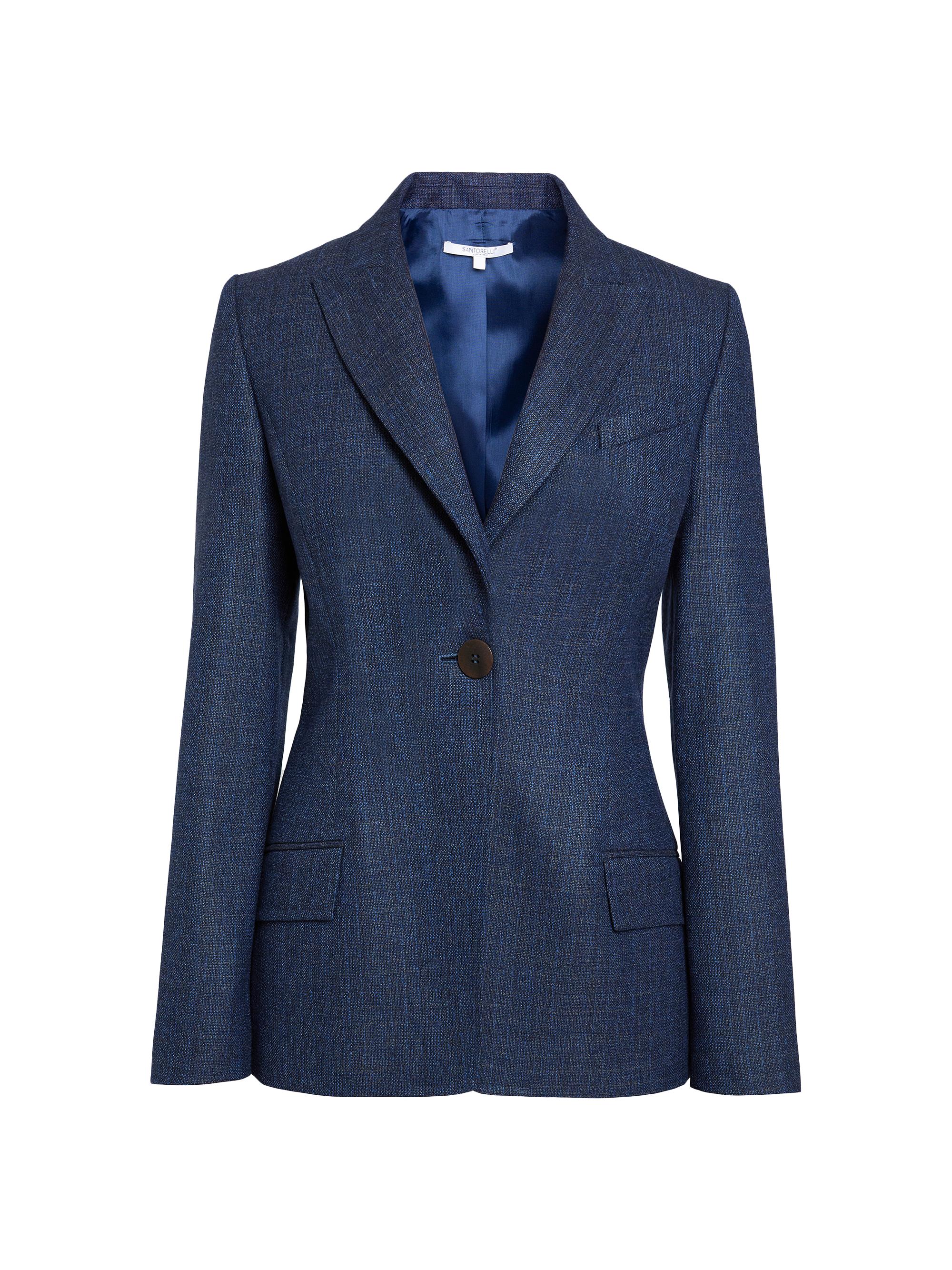 Santorelli Women's Wool Single-Breasted Blazer - Space Blue