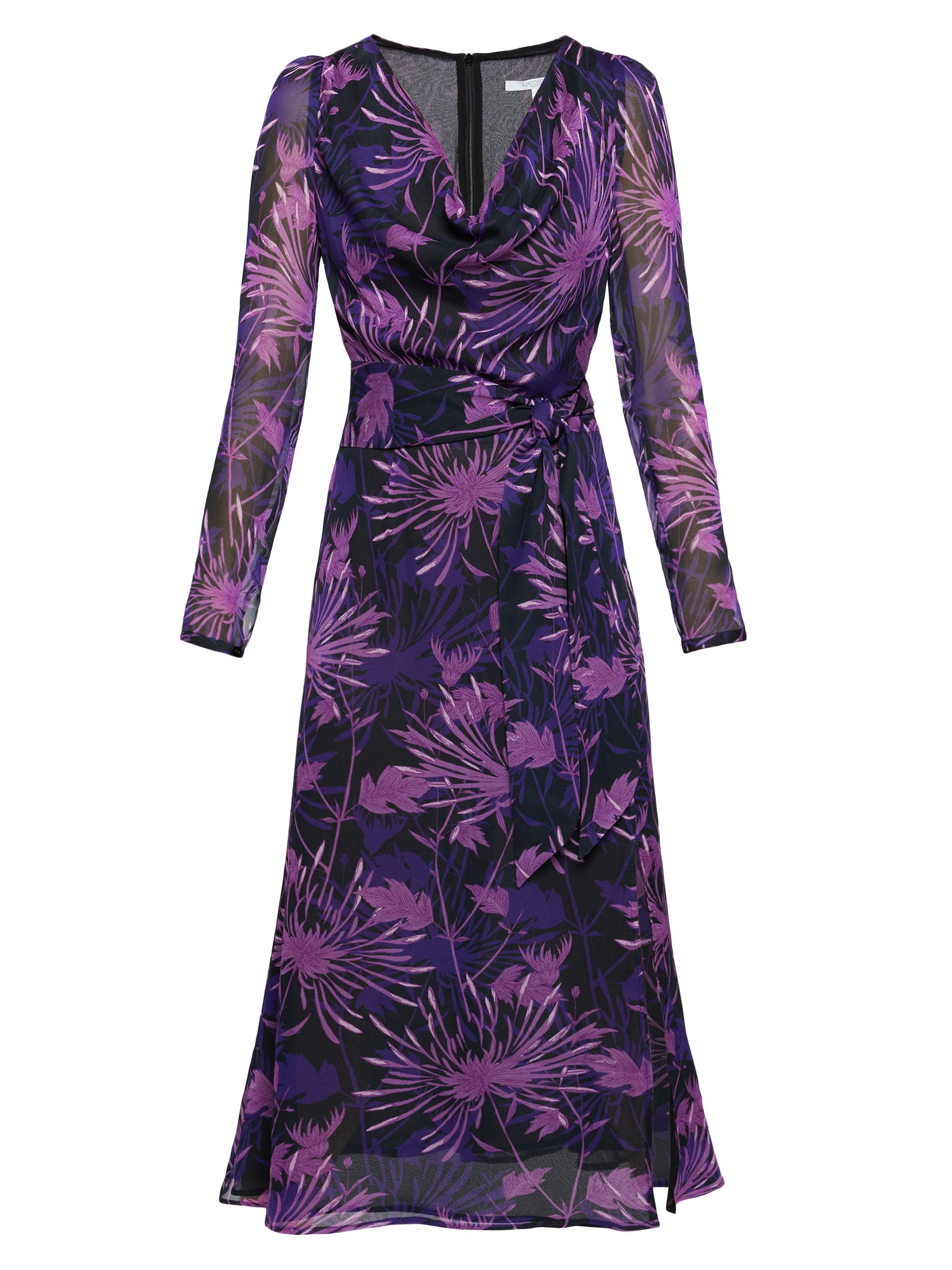 Santorelli Women's Floral Cowlneck Midi-Dress - Cool Purple