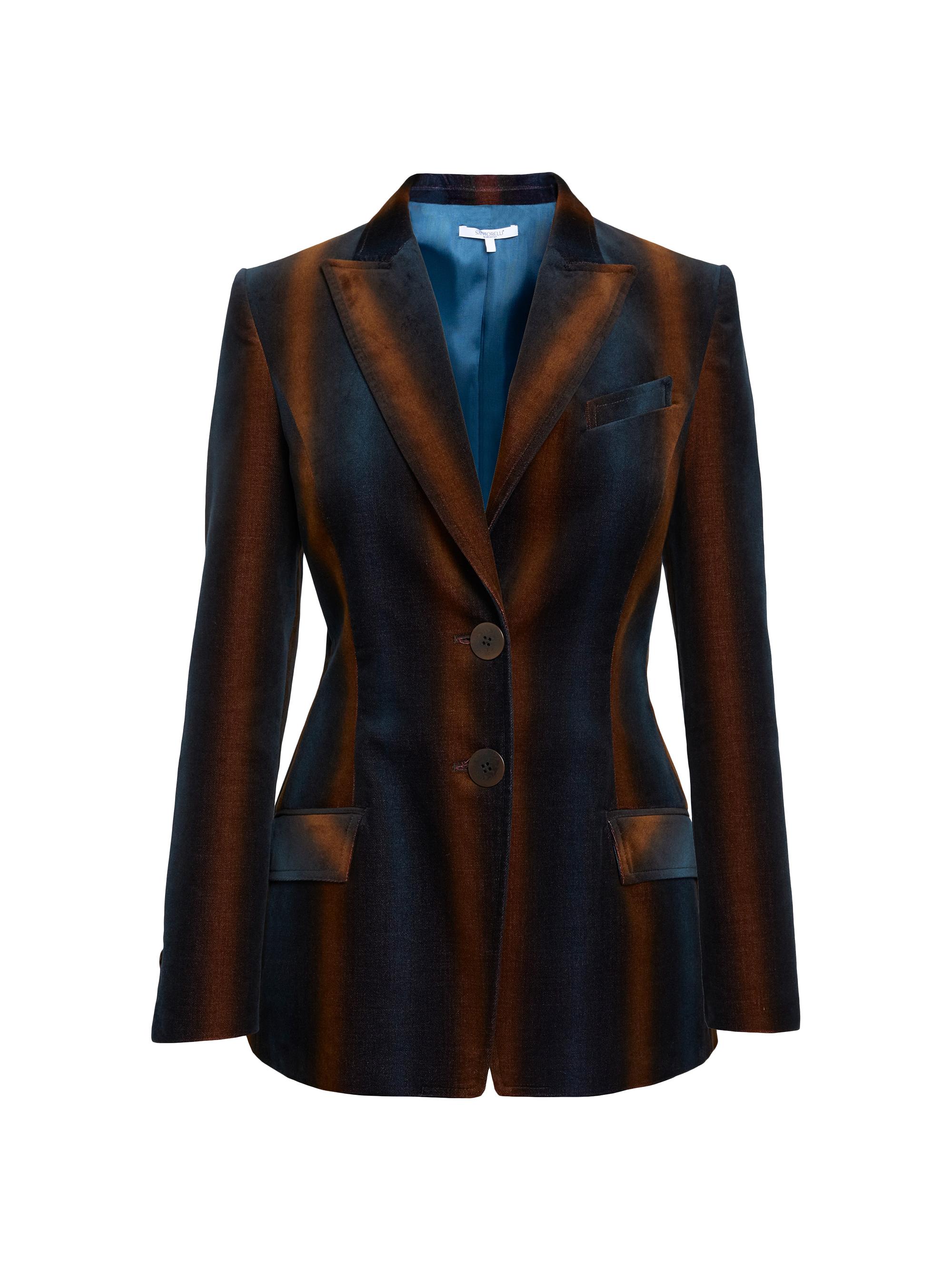 Santorelli Women's Ombré Striped Velvet Blazer - Space Blue