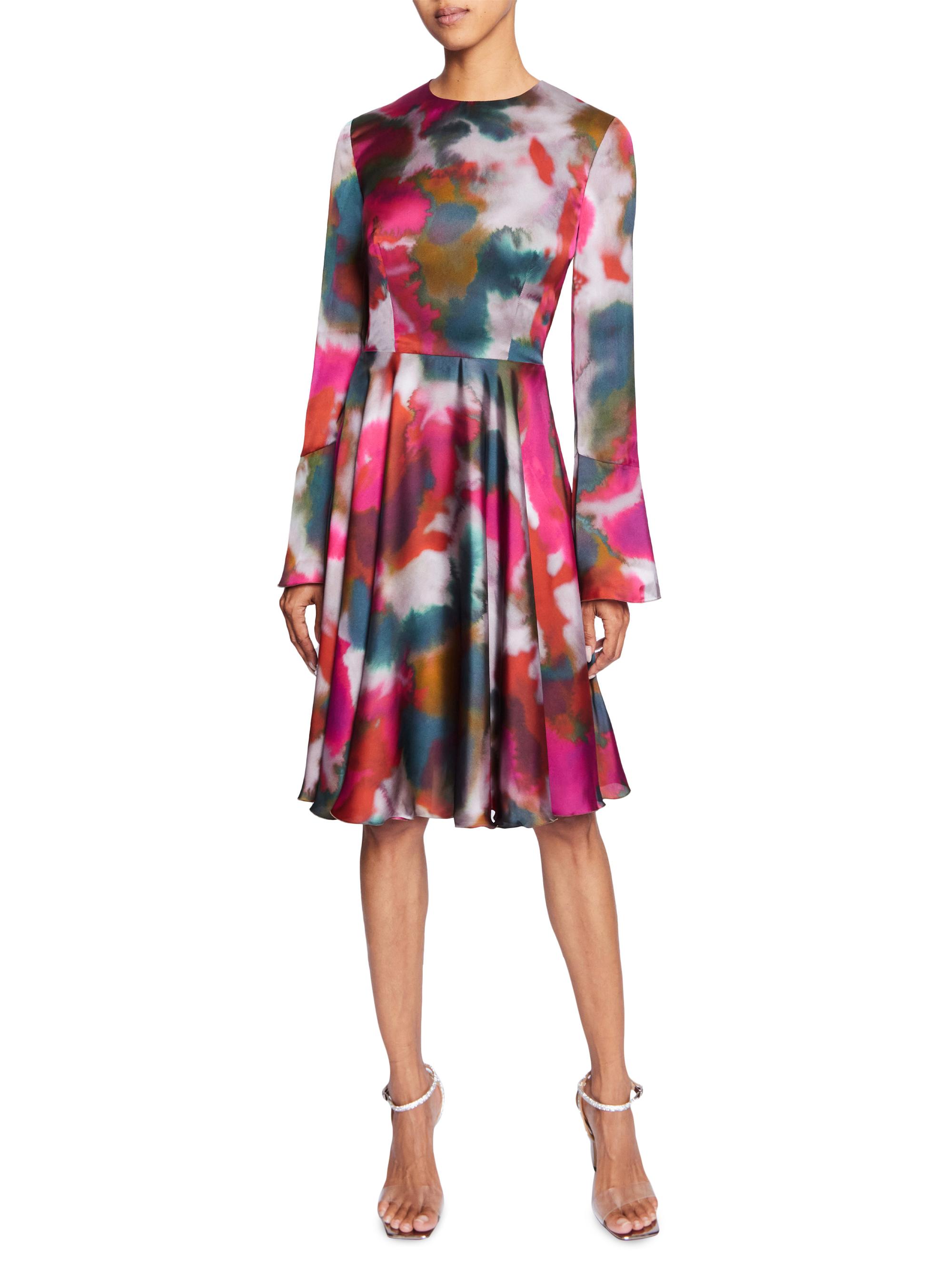 fit and flare georgette dress Women's Teal Round Neck Half Sleeve Self Design Fit & Flare Georgette Maxi  Dress main image 0
