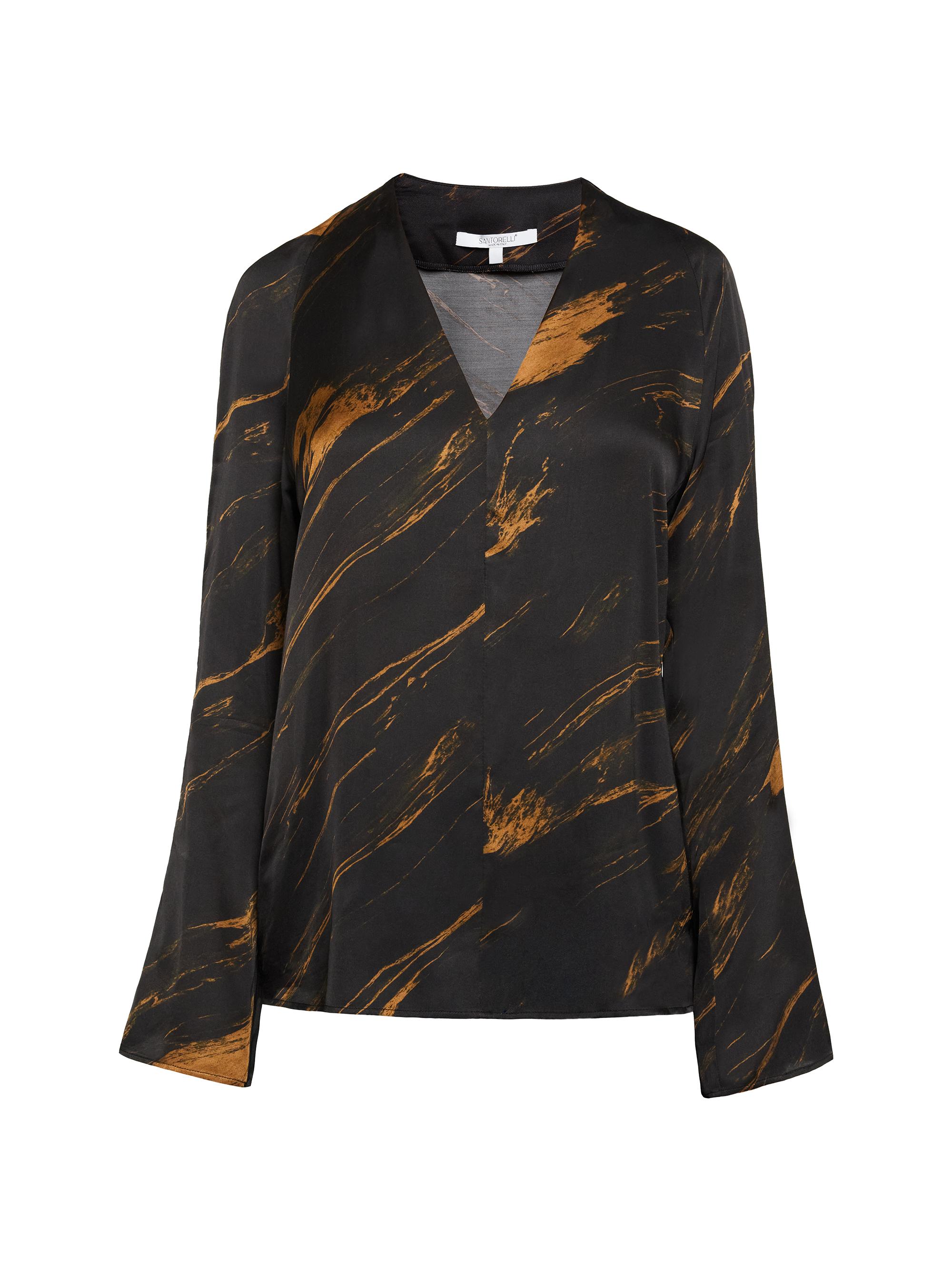 Santorelli Women's Printed V-Neck Blouse - Black