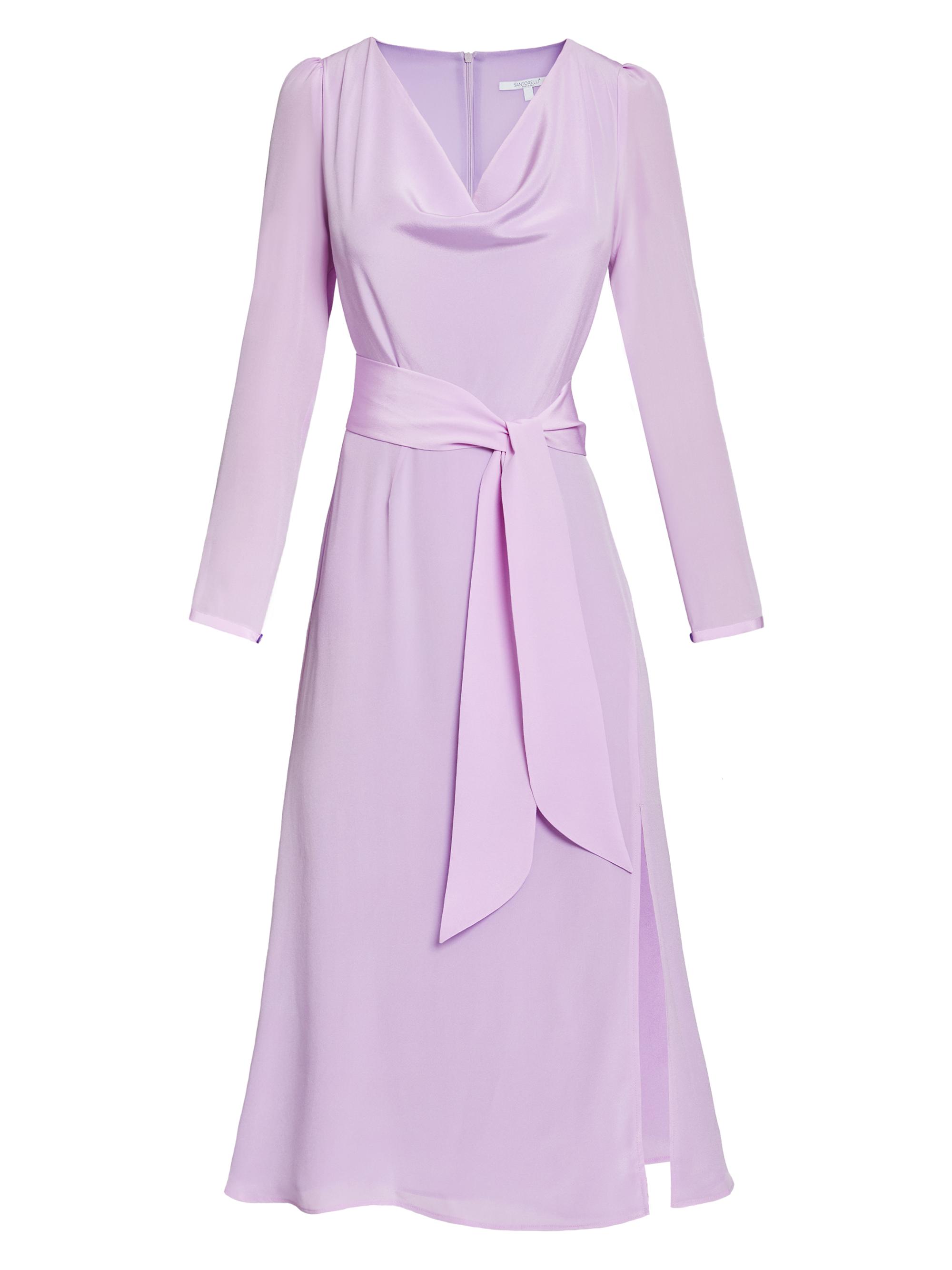 Santorelli Women's Cowlneck Silk A-Line Midi-Dress - Lavender