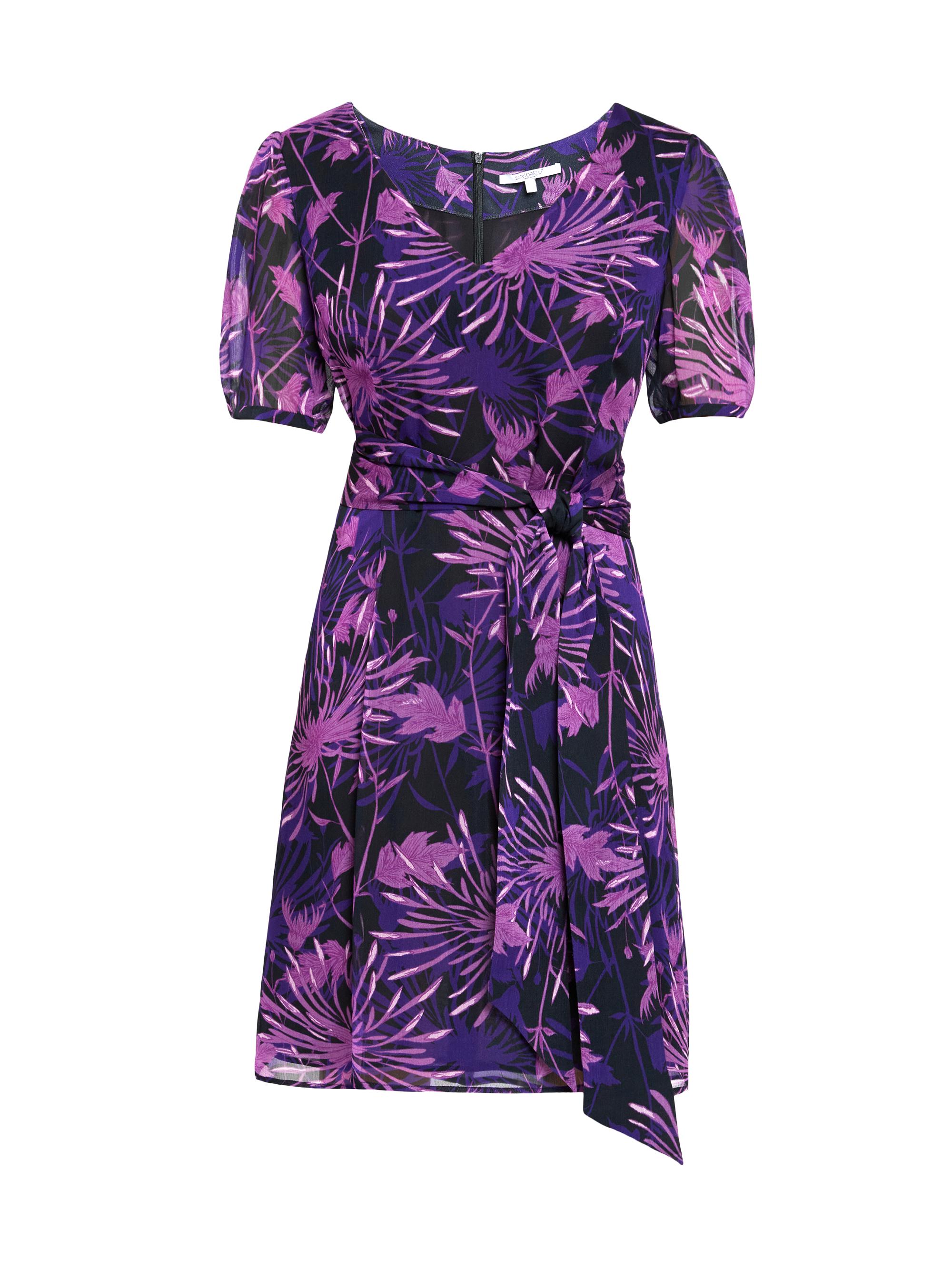 Santorelli Women's Floral Crinkle Georgette Minidress - Cool Purple