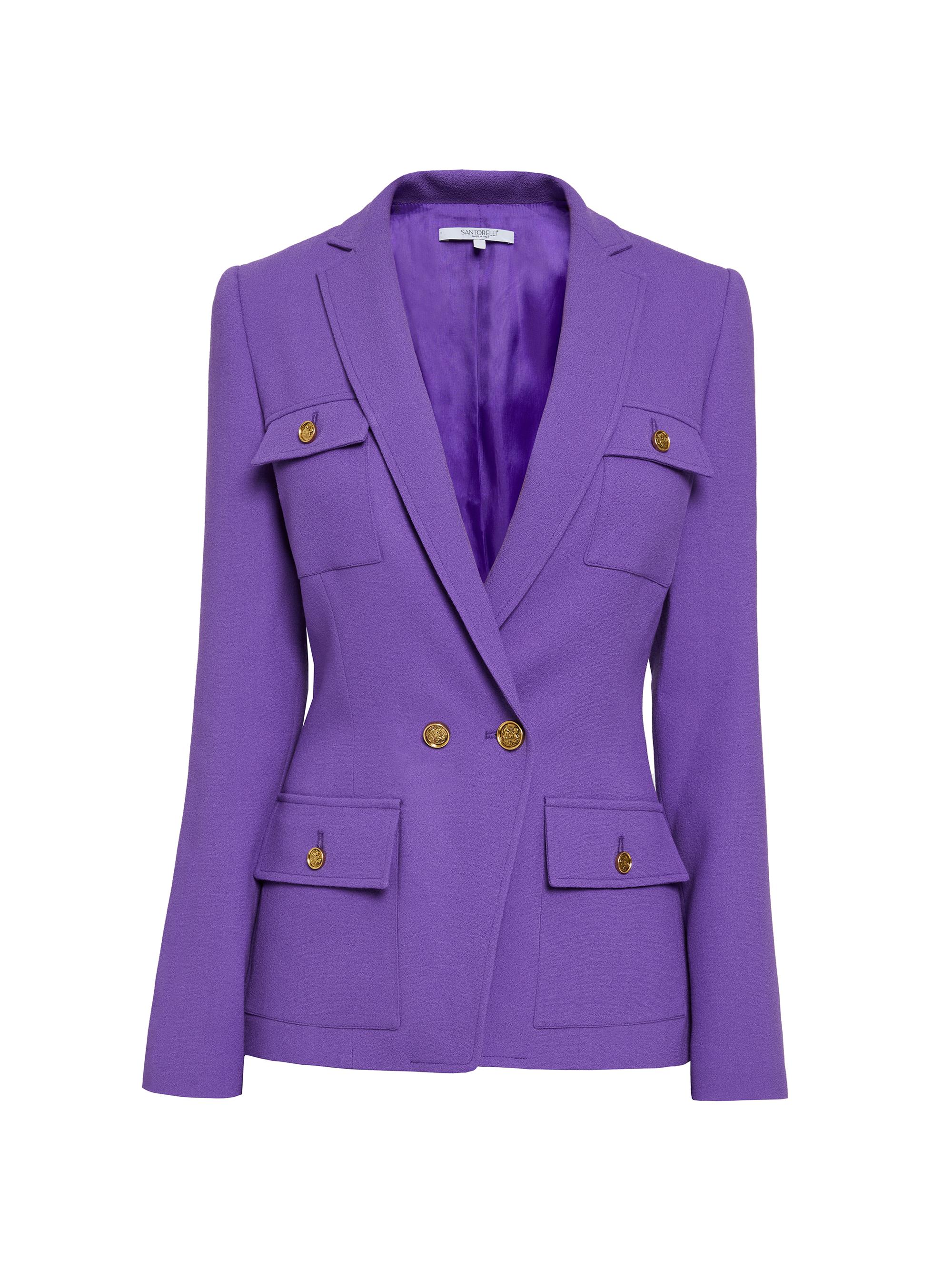 Santorelli Women's Wool Double-Breasted Jacket - Cool Purple