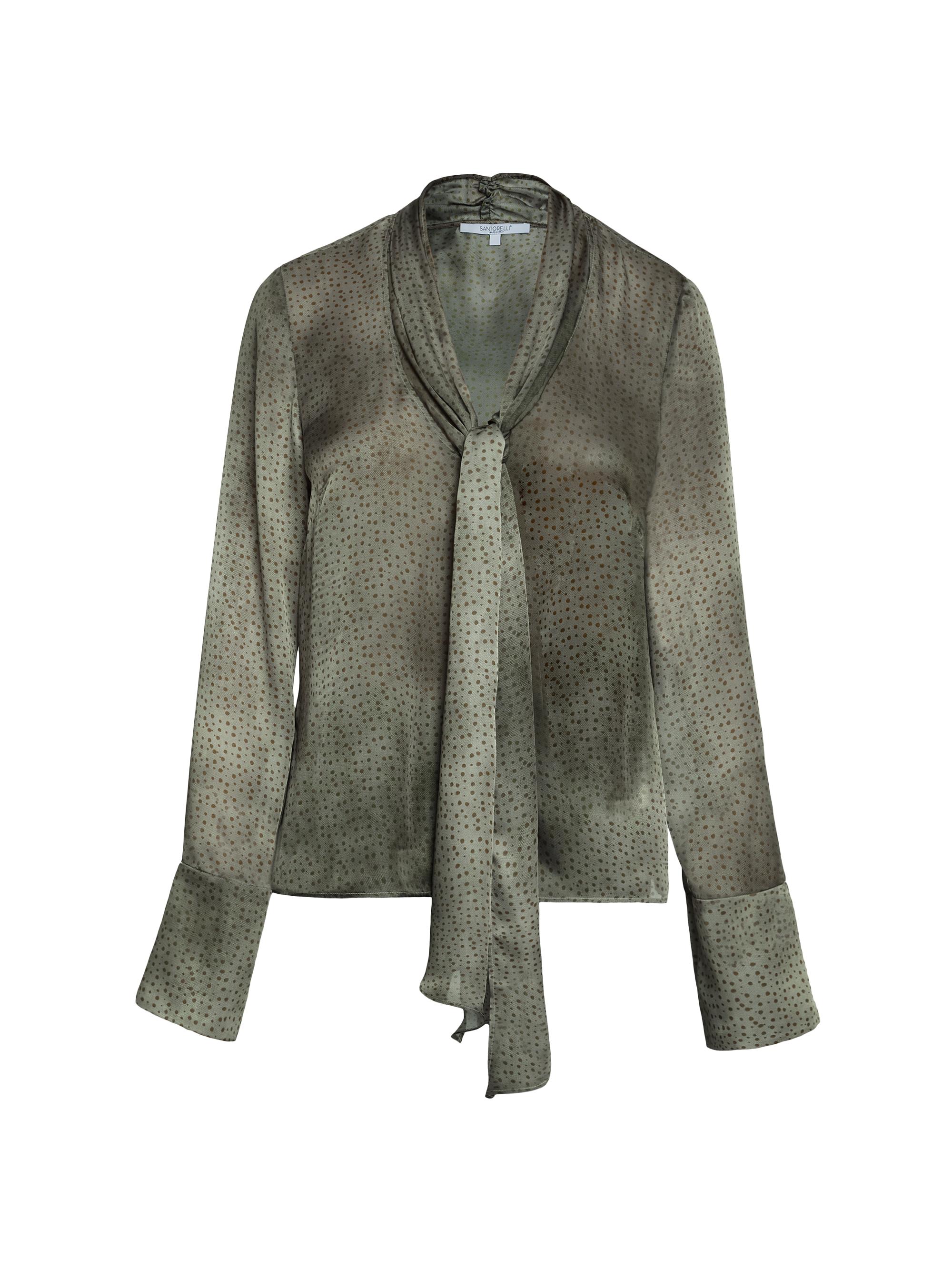 Santorelli Women's Dyed Silk Tieneck Blouse - Deep Sage