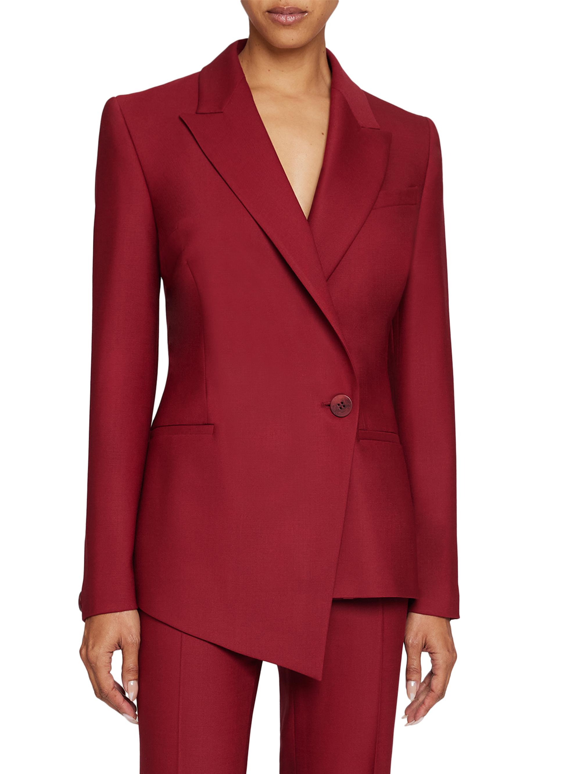 Santorelli Women's Stretch-Virgin Wool Asymmetric One-Button Blazer - Carmine Red