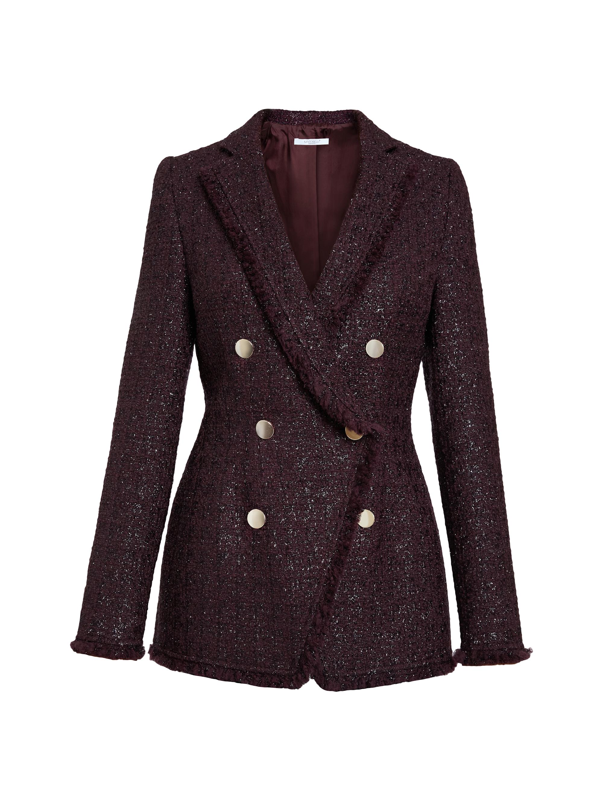 Santorelli Women's Tweed Double-Breasted Jacket - Sangria