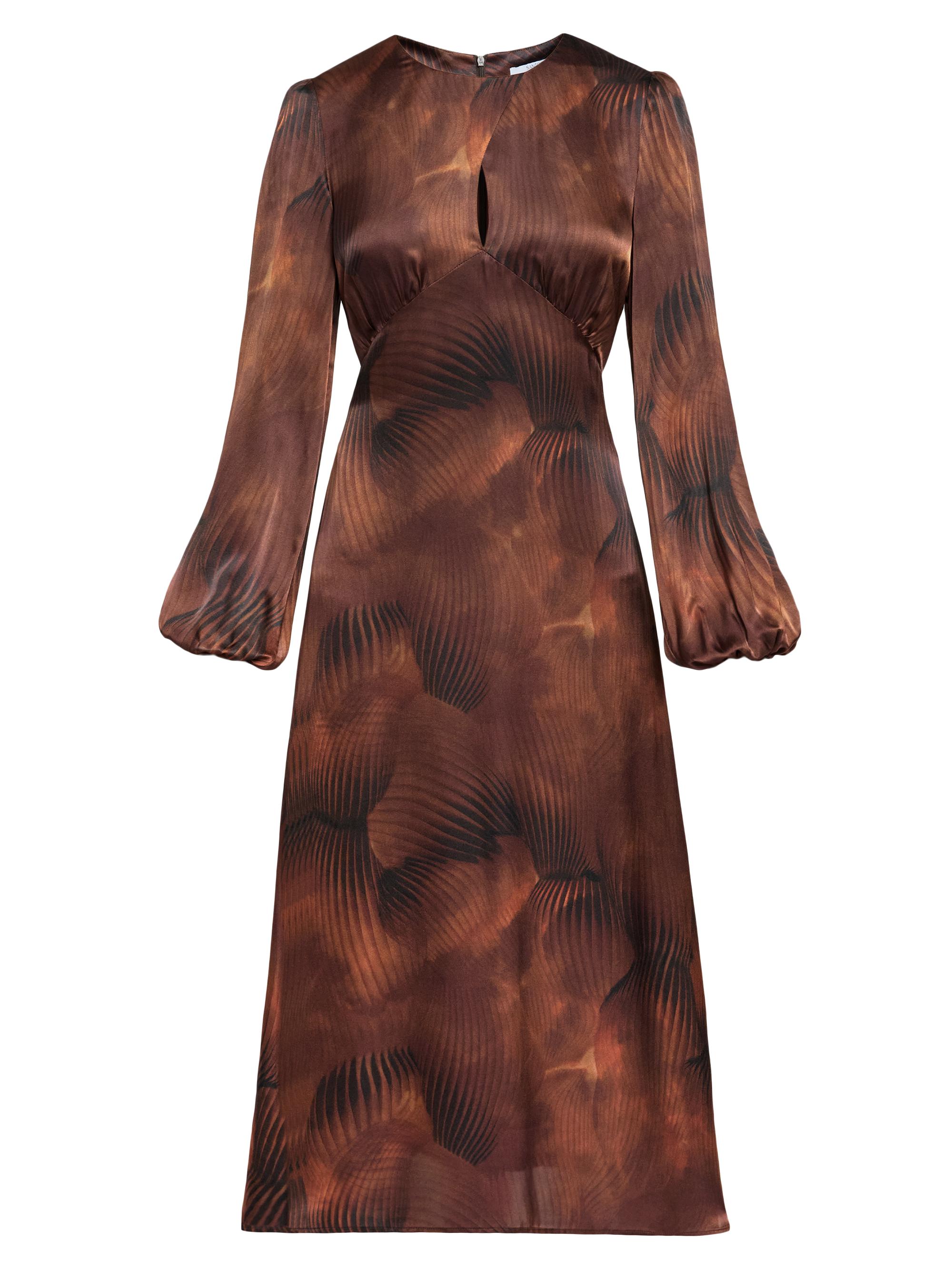 Santorelli Women's Silk-Blend Charmeuse Midi-Dress - Hickory Brown