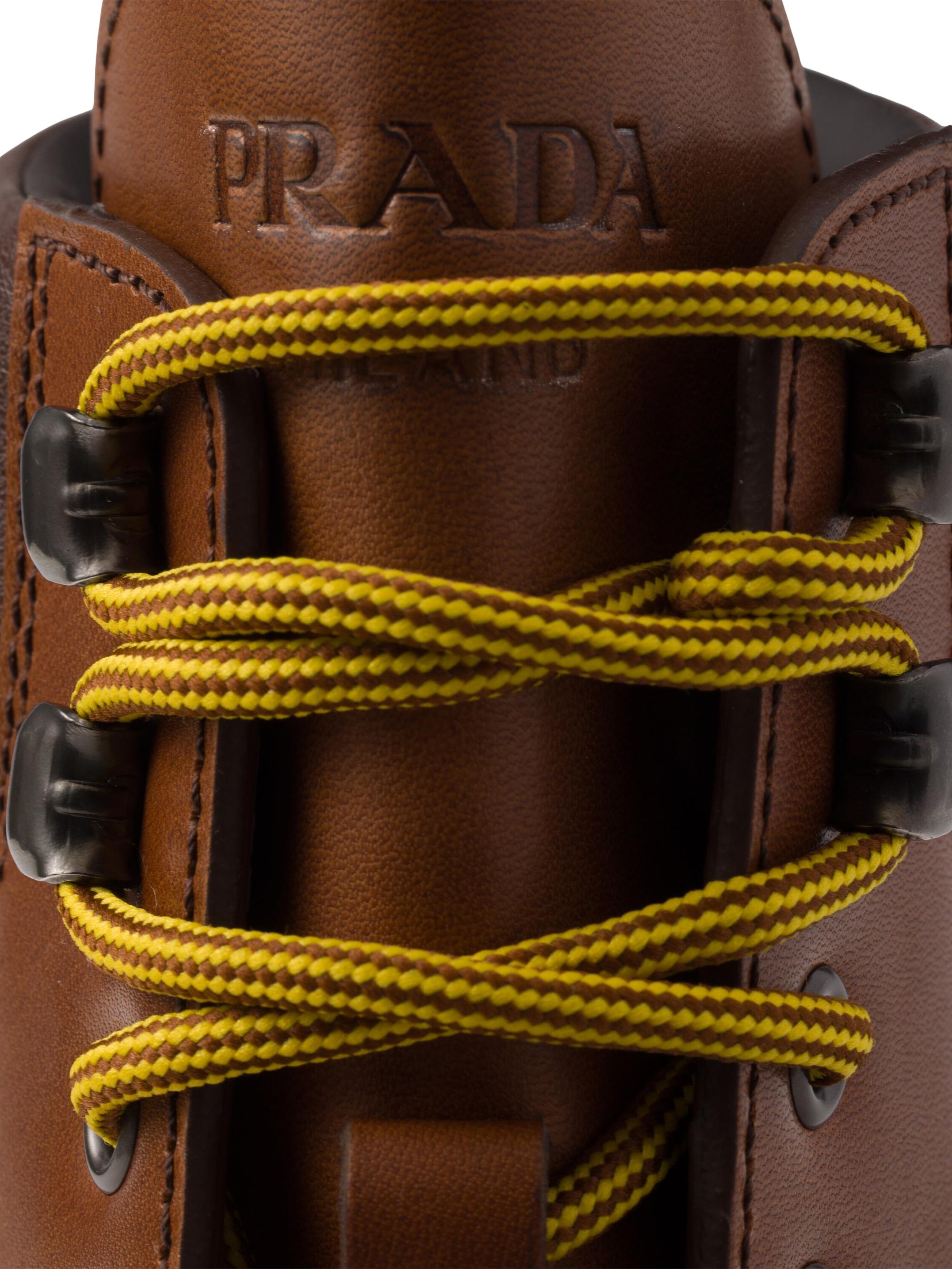 靴 Prada Velcro Leather Shoes Brown Prada Sport Brown Leather Double Velcro Low Top Sneakers