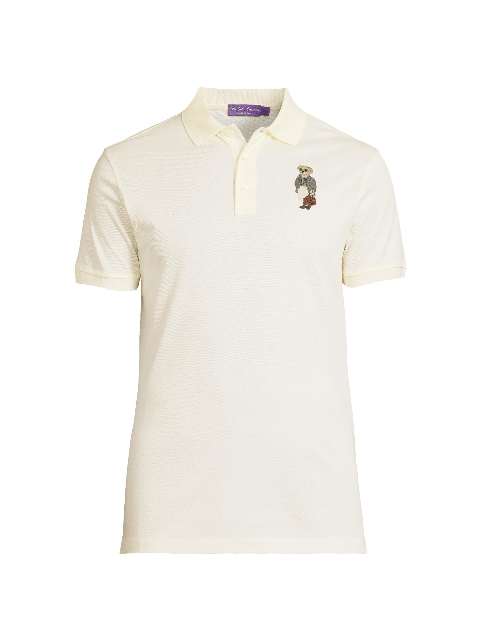Ralph Lauren Purple Label Men's Custom-Slim-Fit Polo Bear Piqué Polo Shirt - Classic Cream