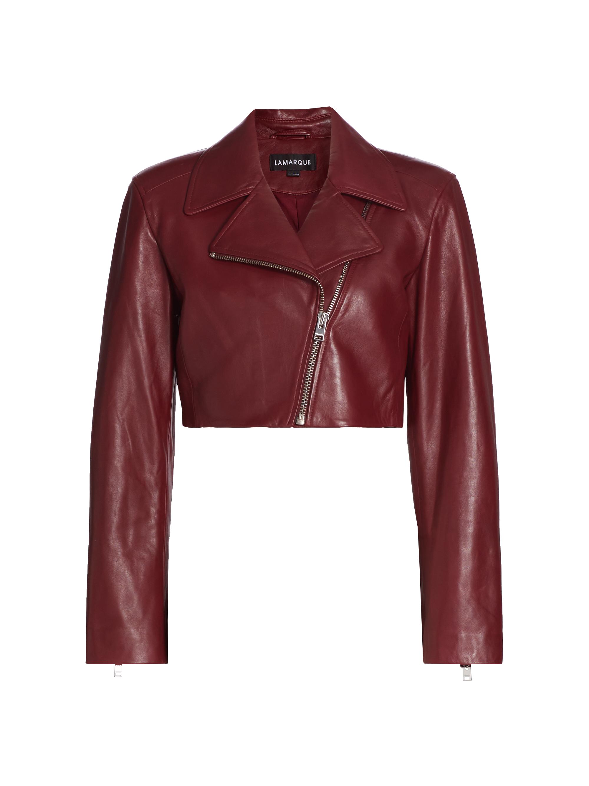 Lamarque Women's Daylin Cropped Biker Jacket - Burgundy