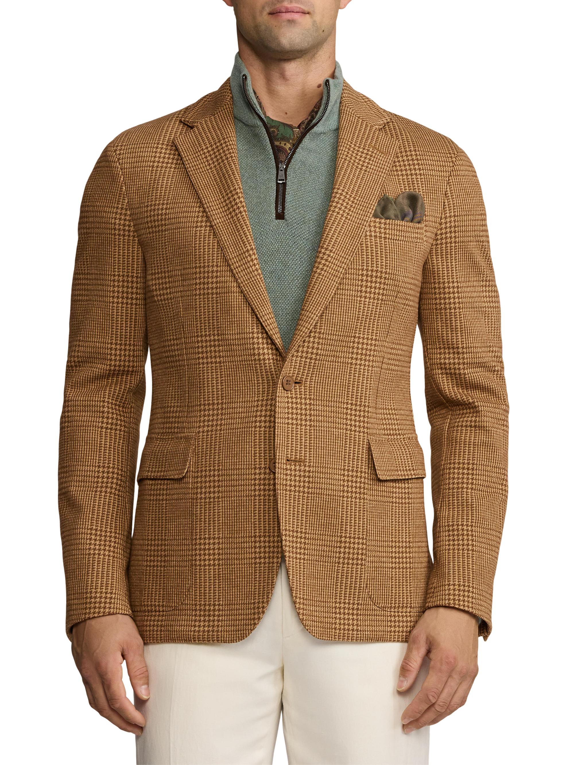 Ralph Lauren Purple Label Hadley Hand-Tailored Plaid Jersey Jacket