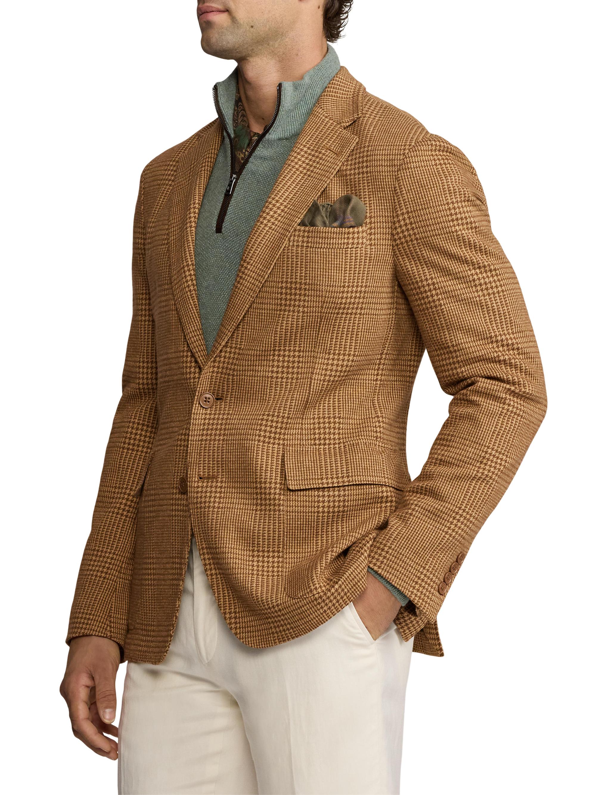Ralph Lauren Purple Label Hadley Hand-Tailored Plaid Jersey Jacket