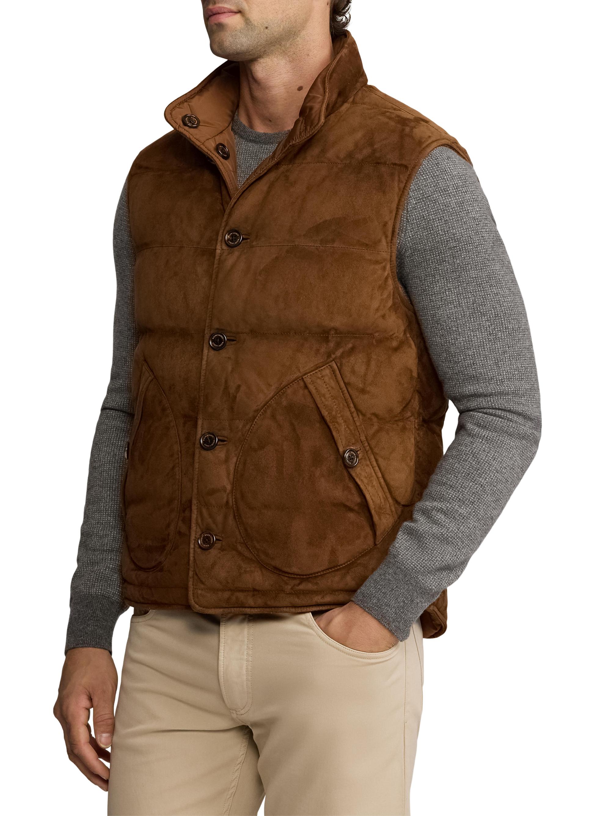 Ralph Lauren Purple Label Mardell Reversible Suede Down Vest