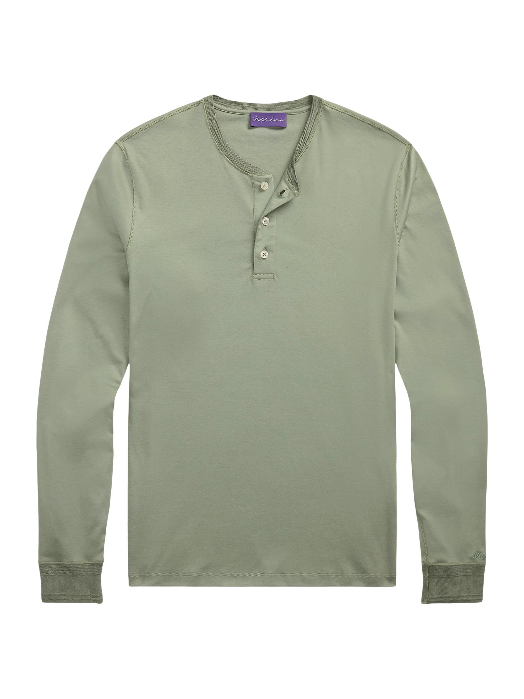 Ralph Lauren Purple Label Men's Interlock Henley Shirt - Sea Spray Melange