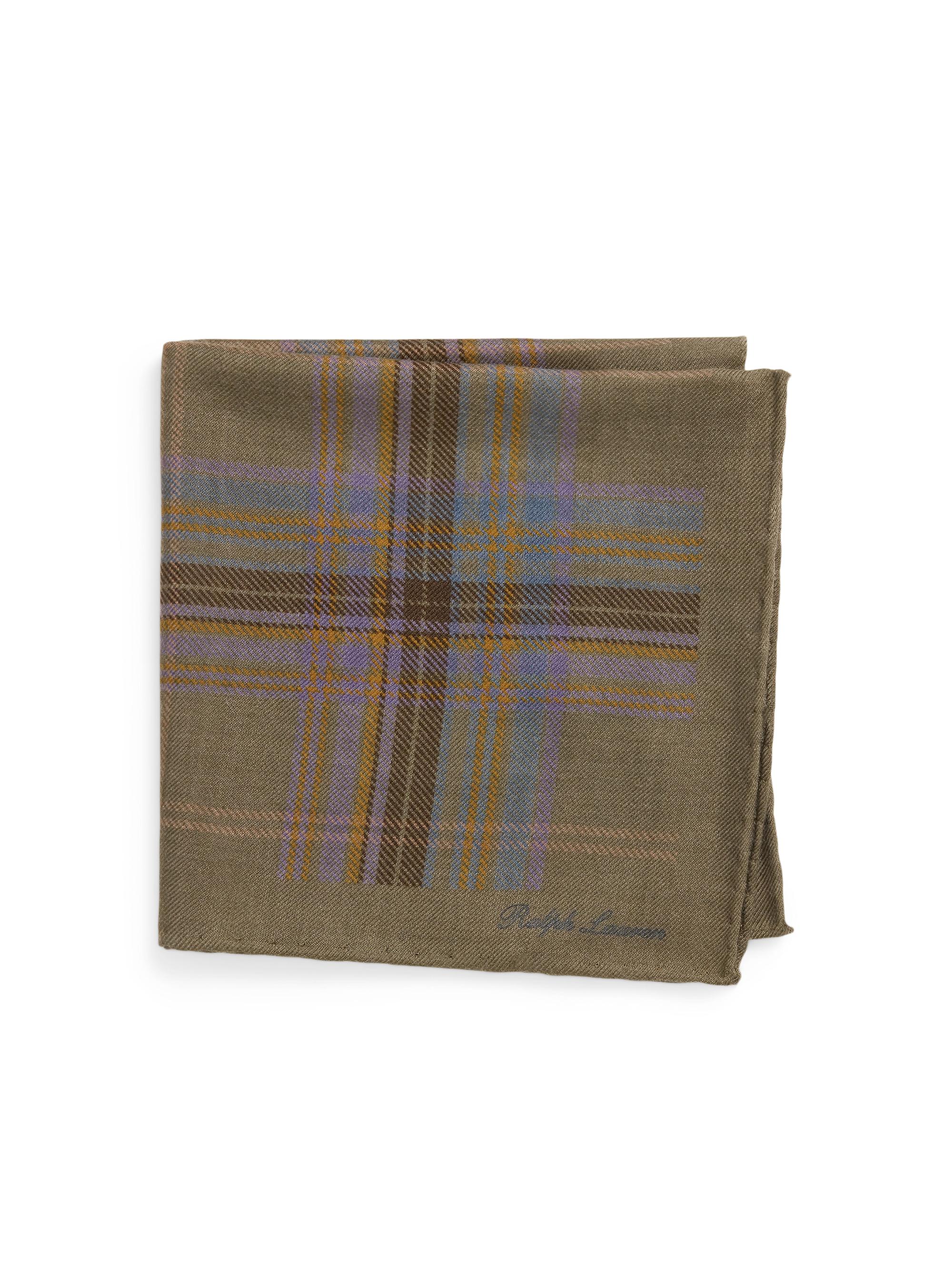 Ralph Lauren Purple Label Men's Plaid-Print Cashmere-Silk Pocket Square - Lightmulti