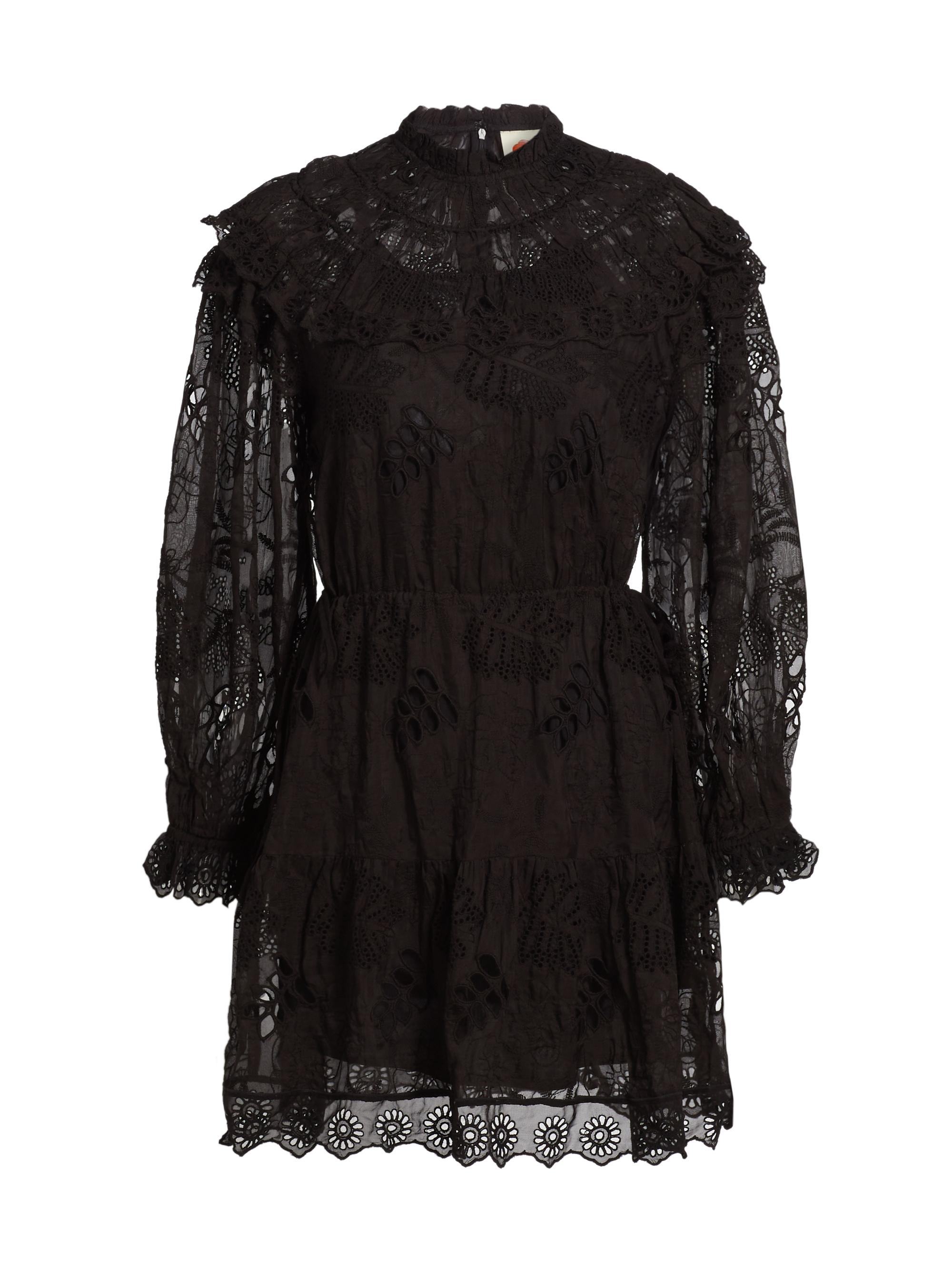 Farm Rio Women's Flowered Organza Minidress - Black