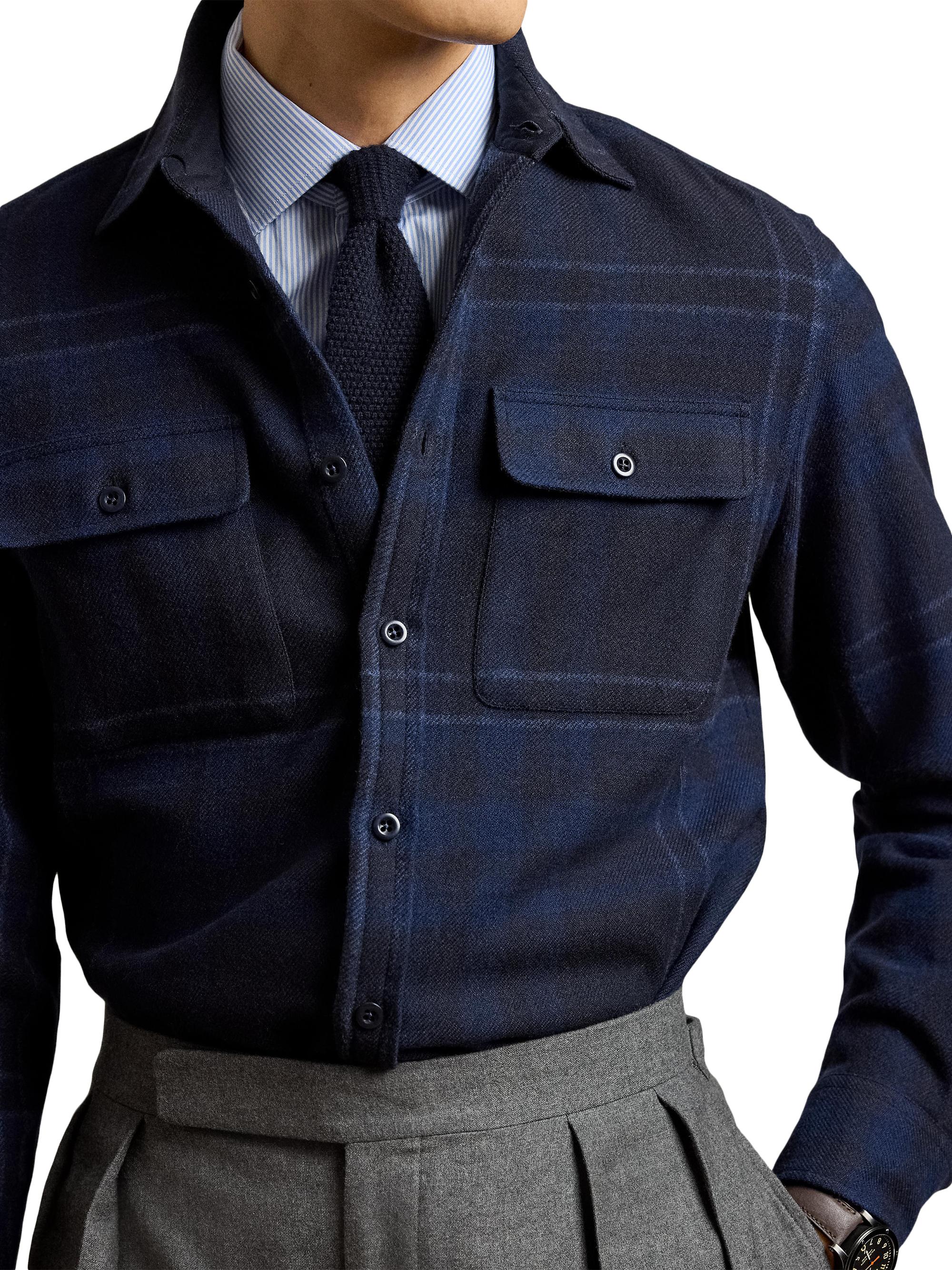 Ralph Lauren Purple Label Plaid Wool-Blend Shirt | Saks Fifth Avenue