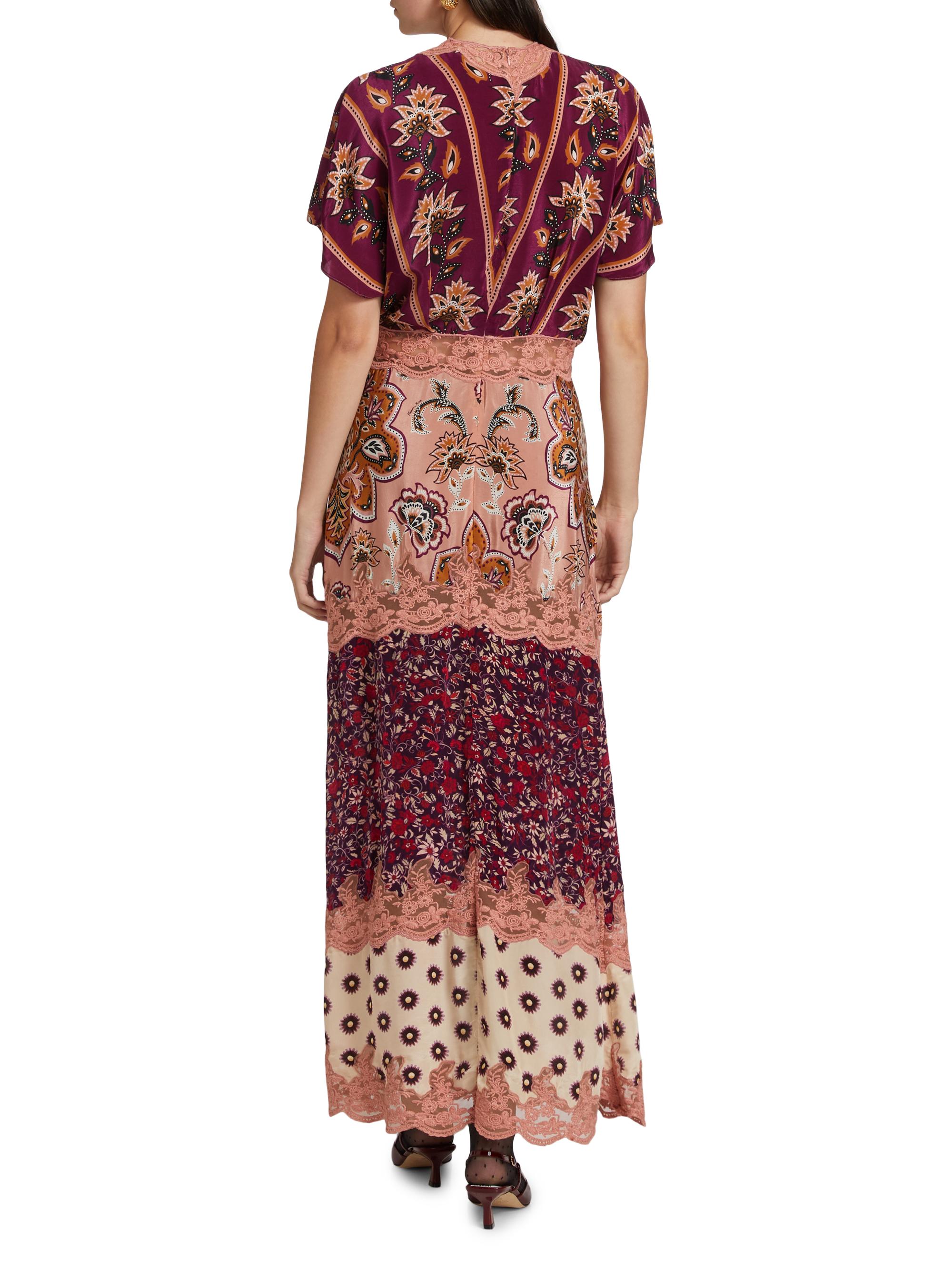 glam tapestry burgundy laces short sleeve maxi dress Bijou Burgundy Square-Neck Lace Long-Sleeve Mini Dress – Club L London main image 1