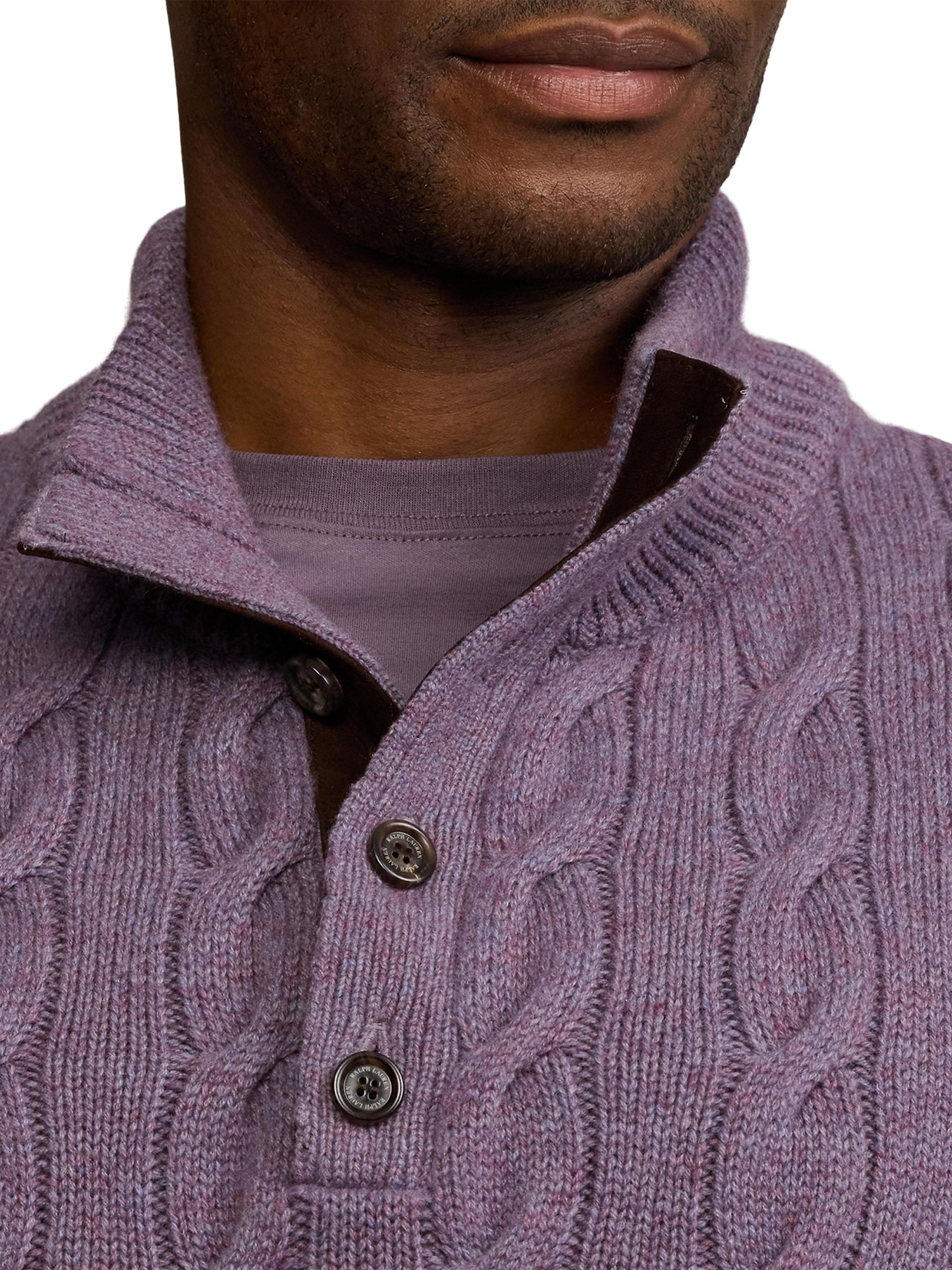 Ralph Lauren Purple Label Cable-Knit Cashmere Mockneck Sweater
