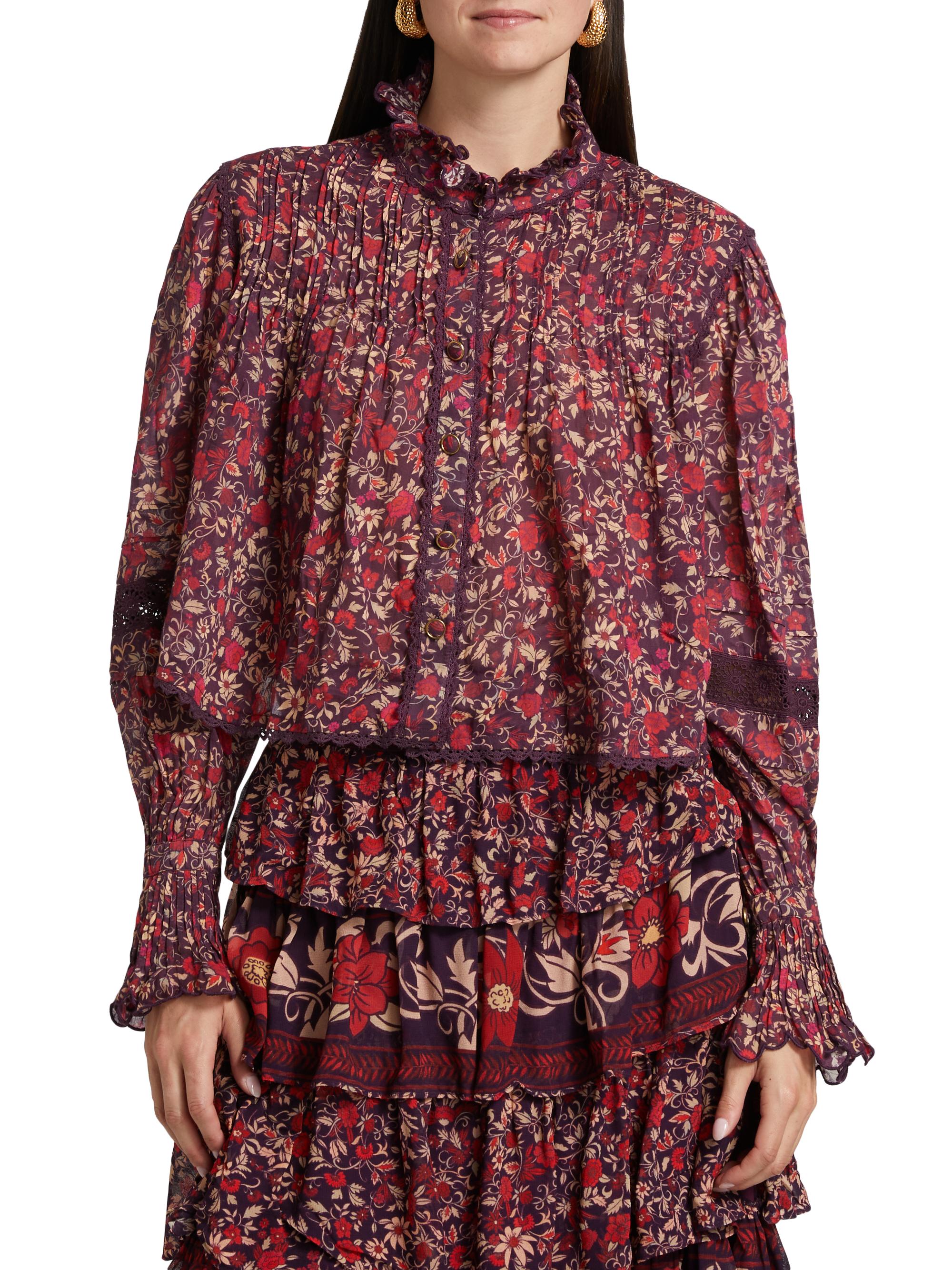 Farm Rio Chelsea Floral Cotton Blouse | Saks Fifth Avenue