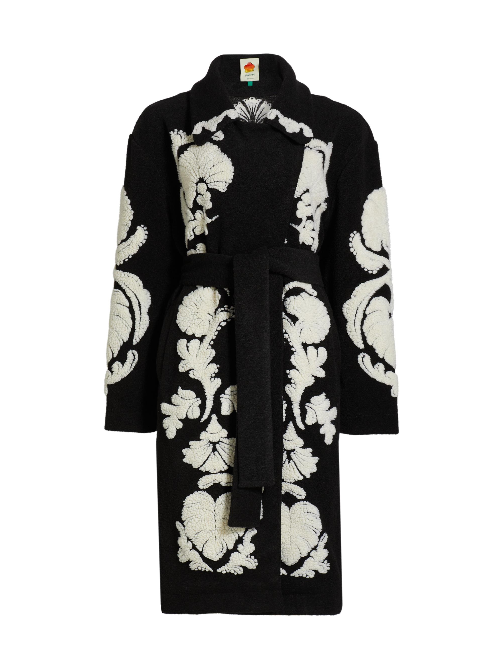 Farm Rio Women's Helen Floral Fleece Coat - Helen Black