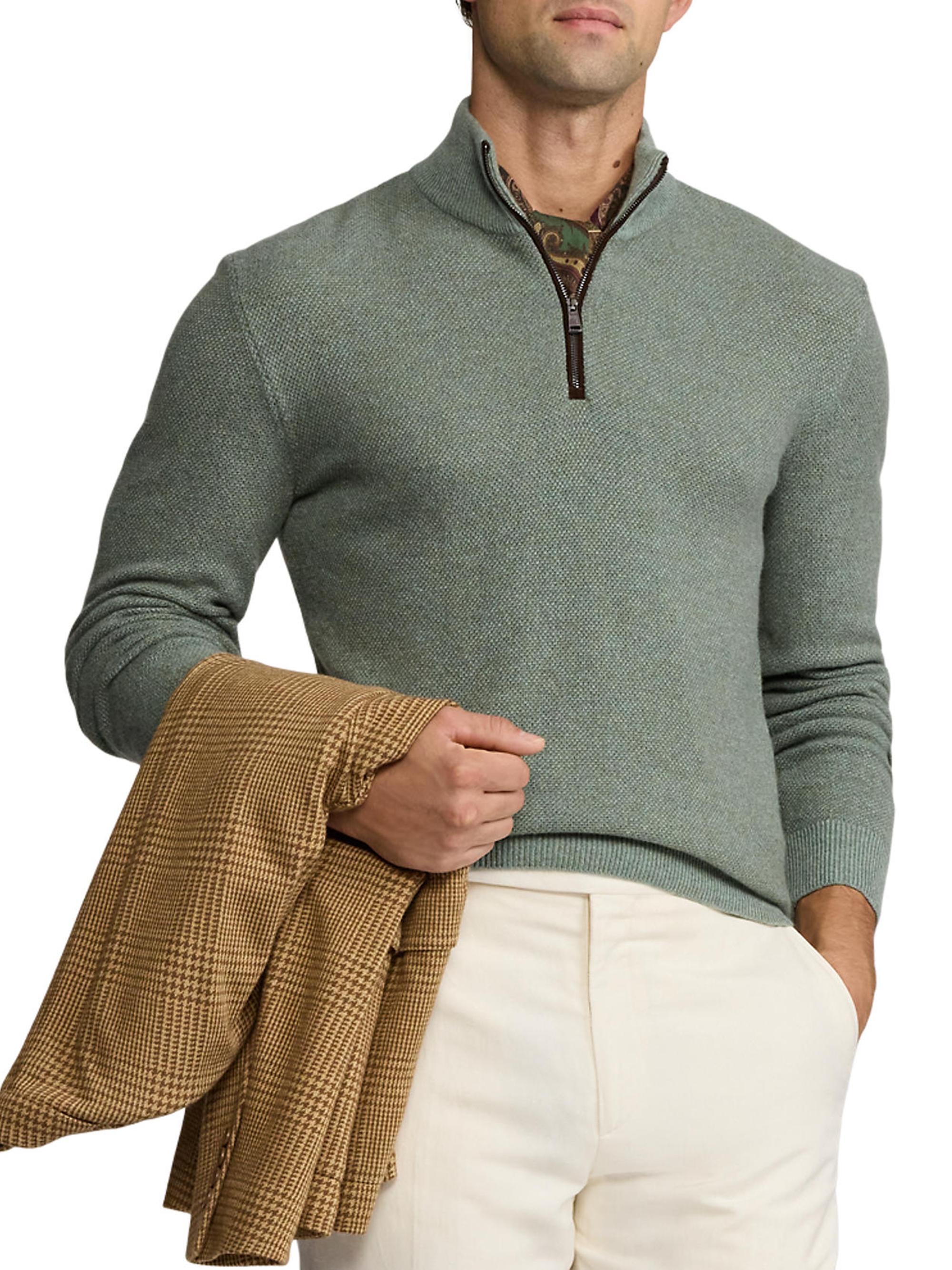 Ralph Lauren Purple Label Birdseye Cashmere Quarter-Zip Sweater