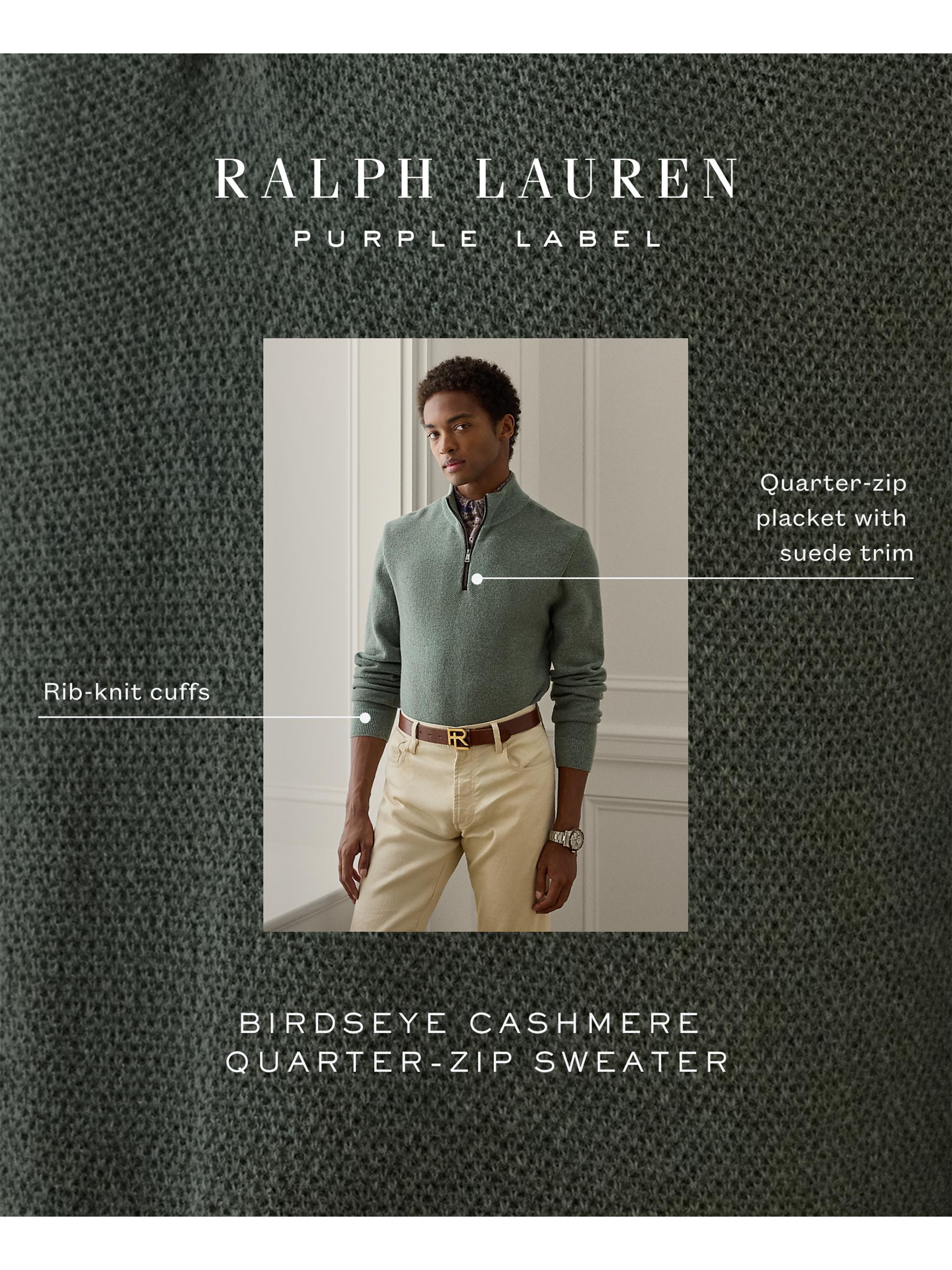 Ralph Lauren Purple Label Birdseye Cashmere Quarter-Zip Sweater