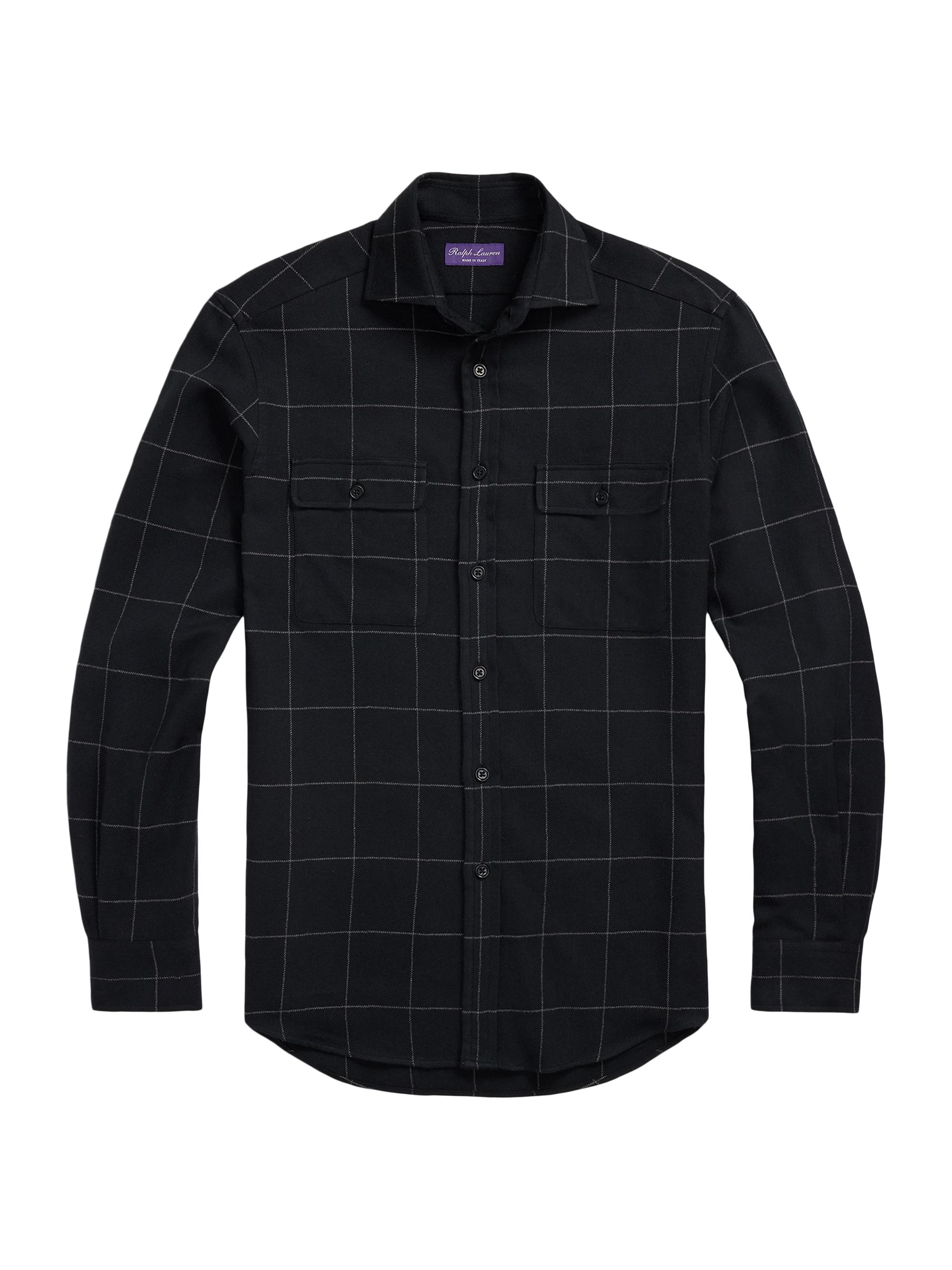 Ralph Lauren Purple Label Windowpane Plaid Cotton Flannel Shirt