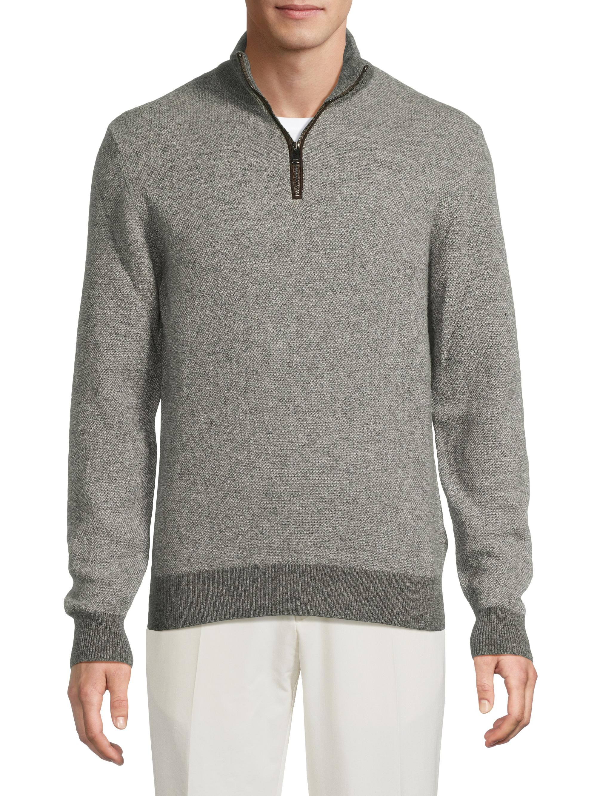 Ralph Lauren Purple Label Birdseye Cashmere Quarter-Zip Sweater