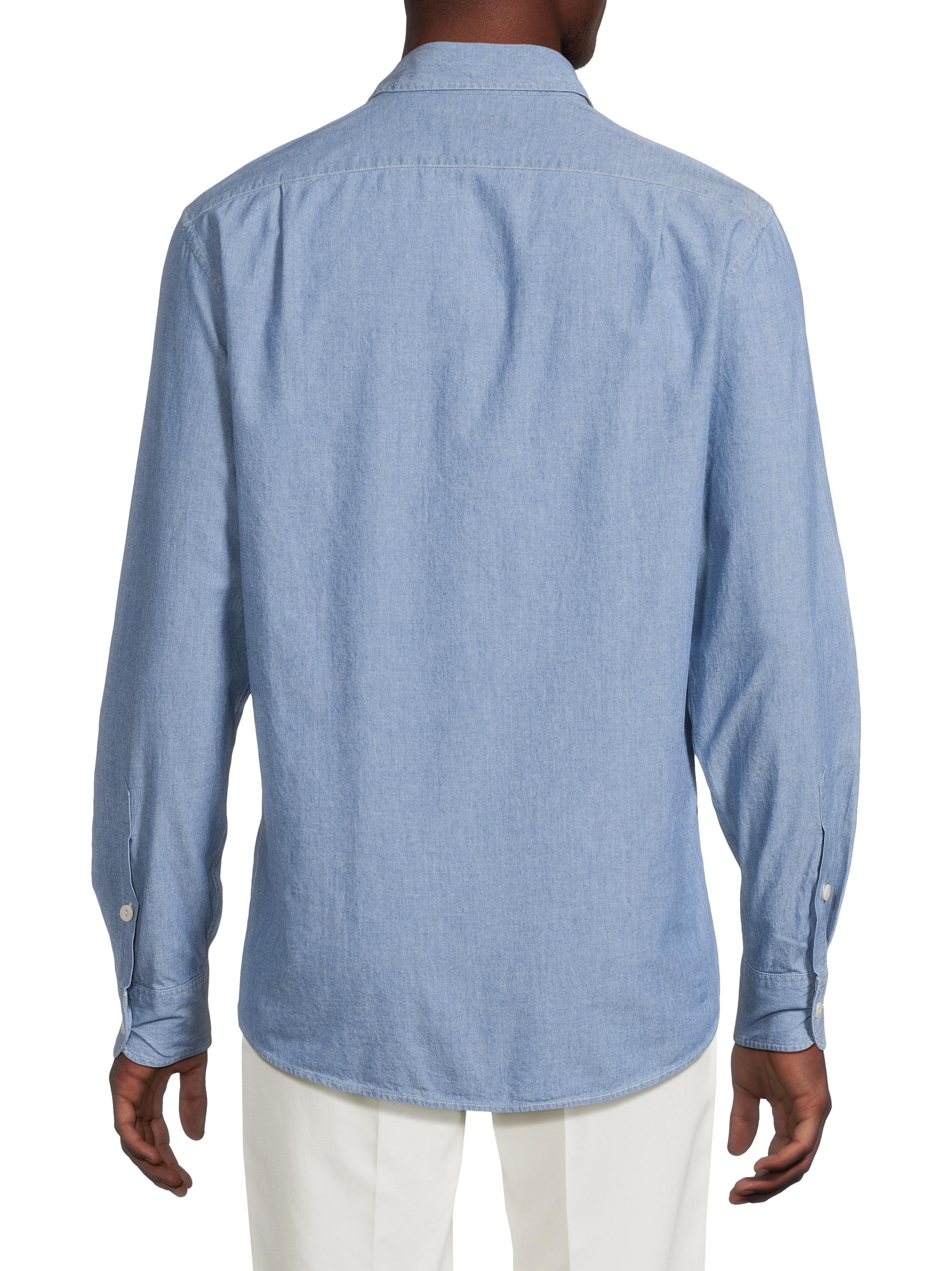 Ralph Lauren Purple Label Washed Chambray Shirt | Saks Fifth Avenue