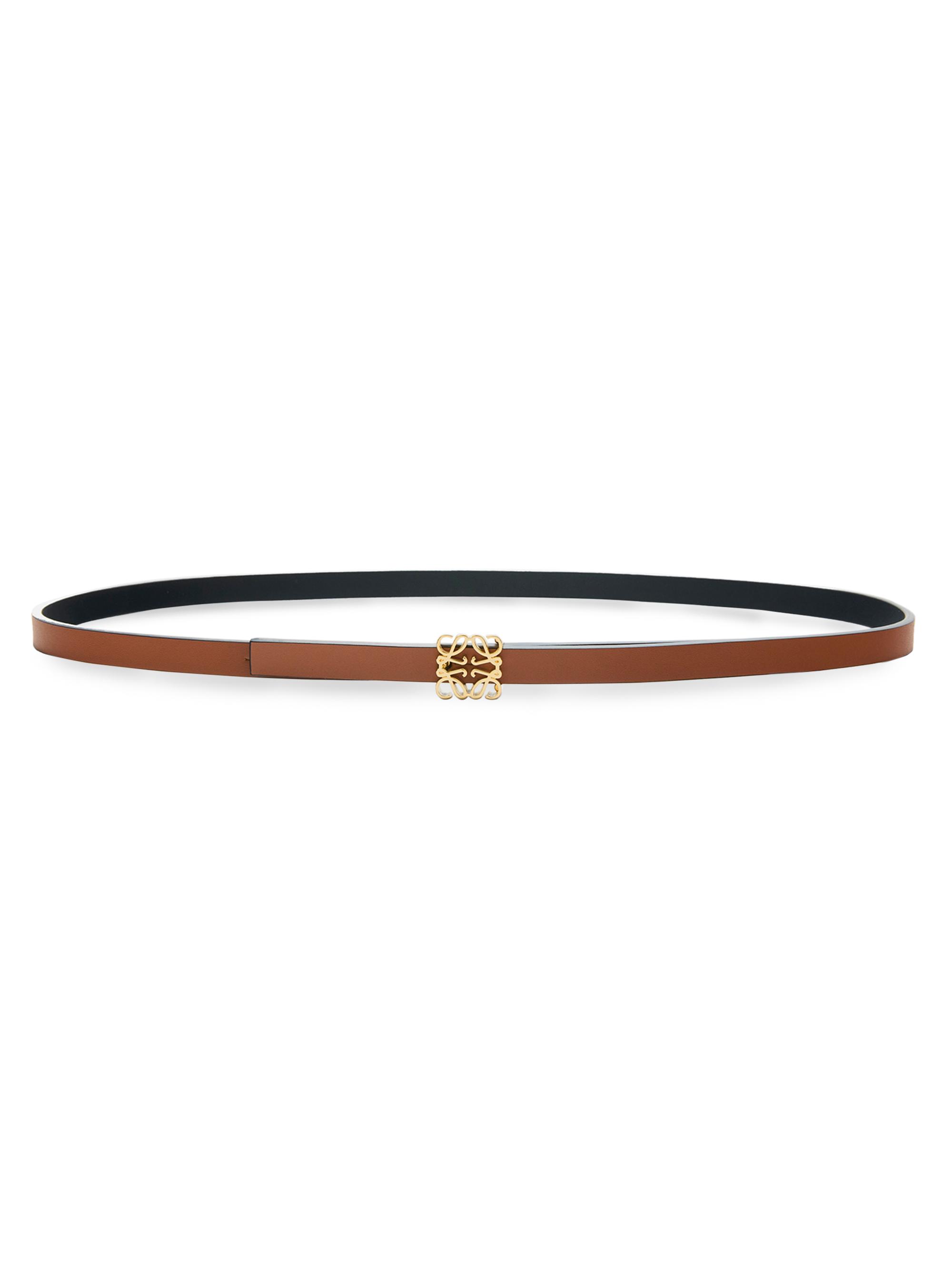LOEWE Women's Anagram Leather Belt - Tan Black Gold