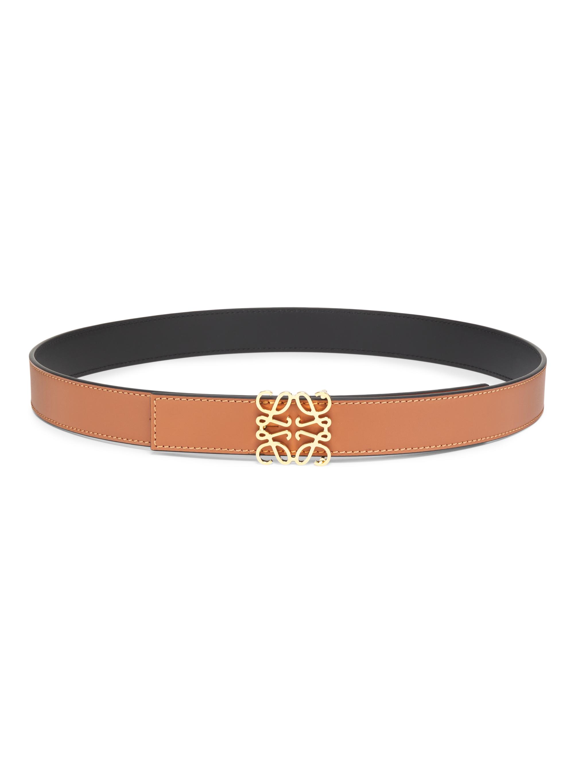 LOEWE Women's Anagram Reversible Smooth Leather Belt - Tan Black Gold